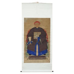 FINE & COLLECTABLE 2.4 METER HIGH ANTIQUE CIRCA 1860 CHINESE ANCESTRAL PORTRAiT