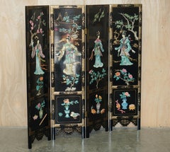 FINE & COLLECTABLE CHINESE EXPORT SOAPSTONE FOLDING SCREEN ROOM DIVIDEr