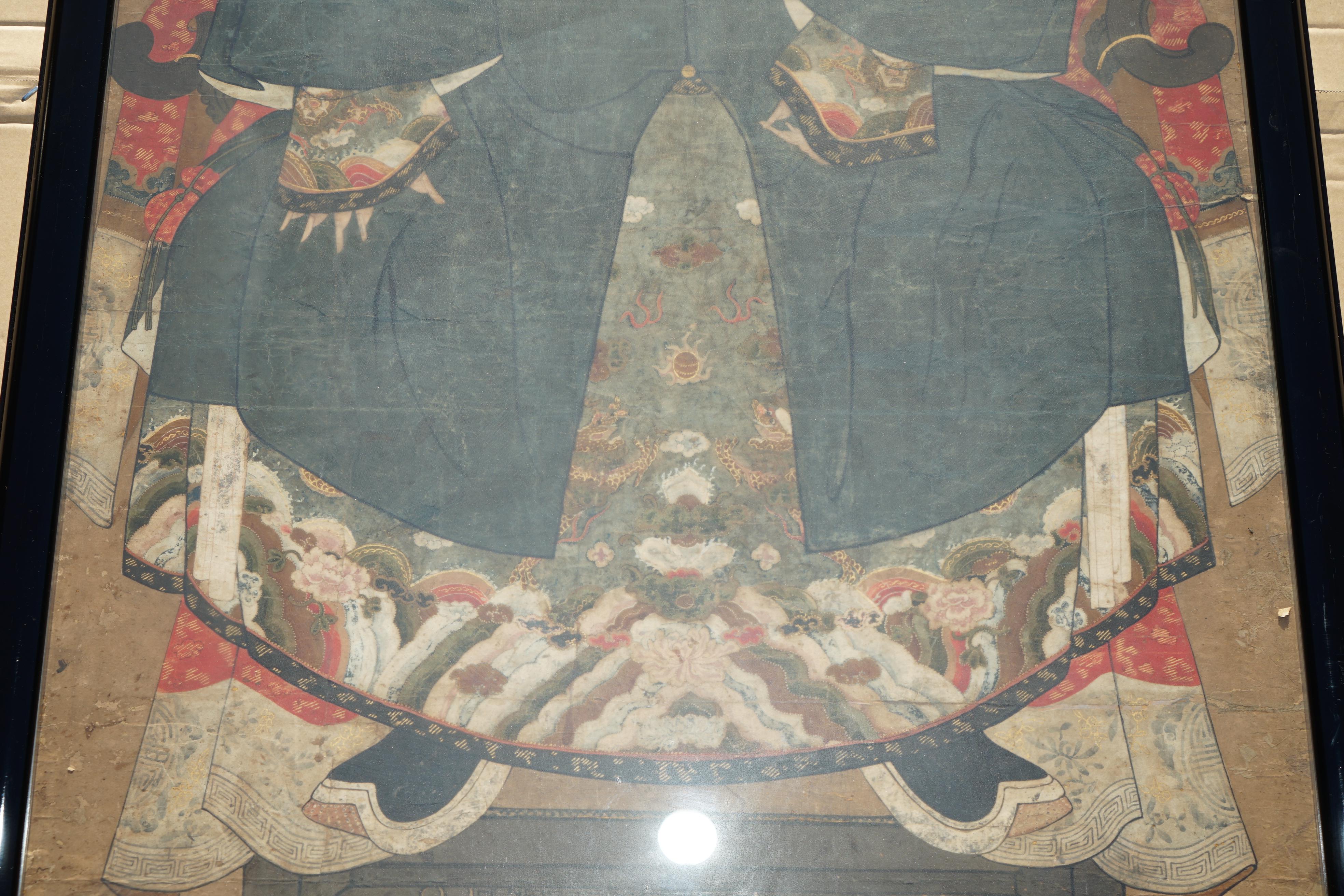FiNE & COLLECTABLE ANTIQUE CIR 1860 CHINESE ANCESTRAL PORTRAIT IN MUSEUM FRAME For Sale 5