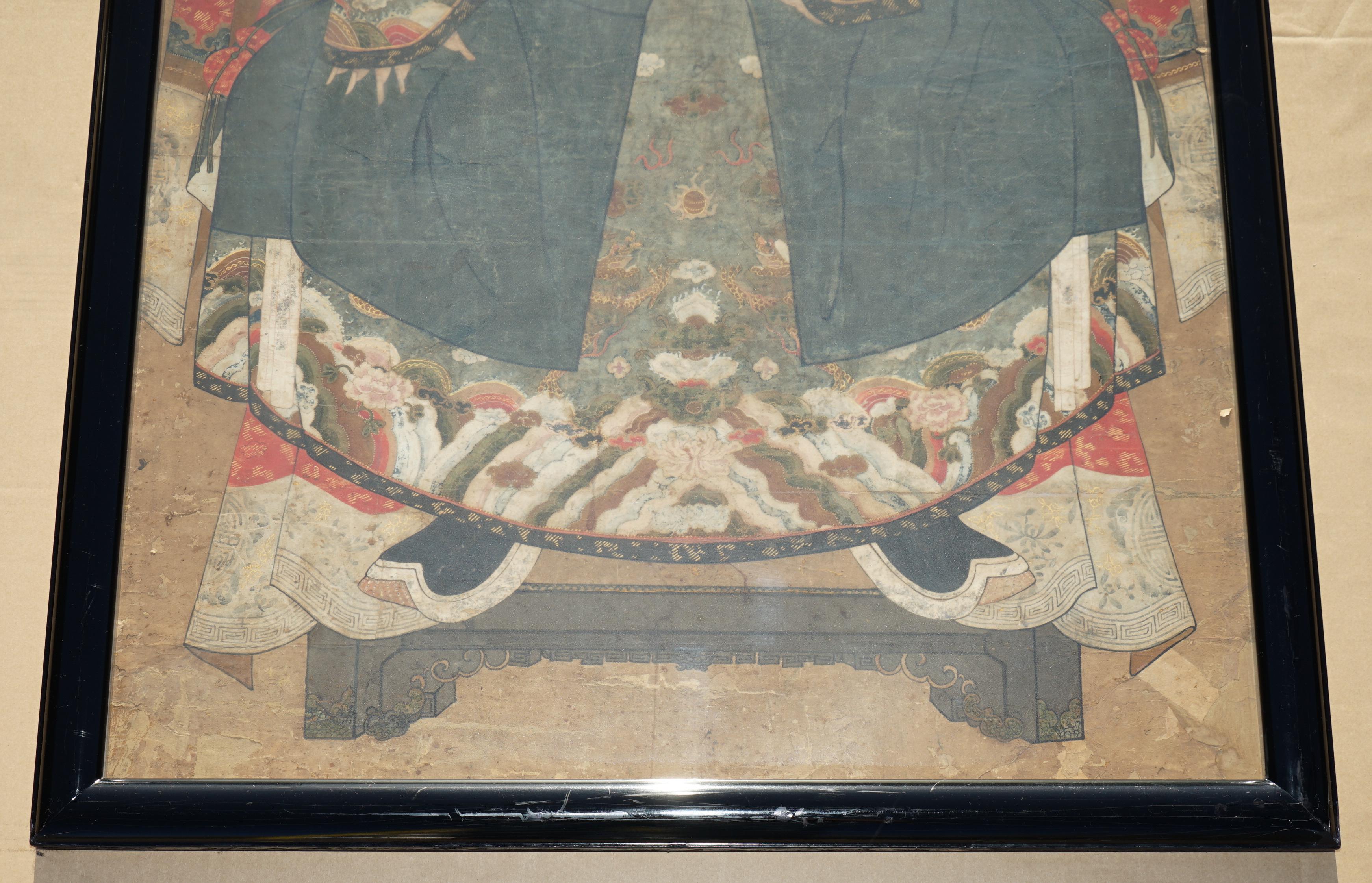 FiNE & COLLECTABLE ANTIQUE CIR 1860 CHINESE ANCESTRAL PORTRAIT IN MUSEUM FRAME For Sale 9