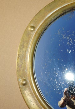 FINE & COLLECTABLE ANTIQUE ViCTORIAN BRASS FRAMED CONVEX BUTLERS WALL MIRROR