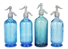 Fine collection of 4 French etched glass soda syphons