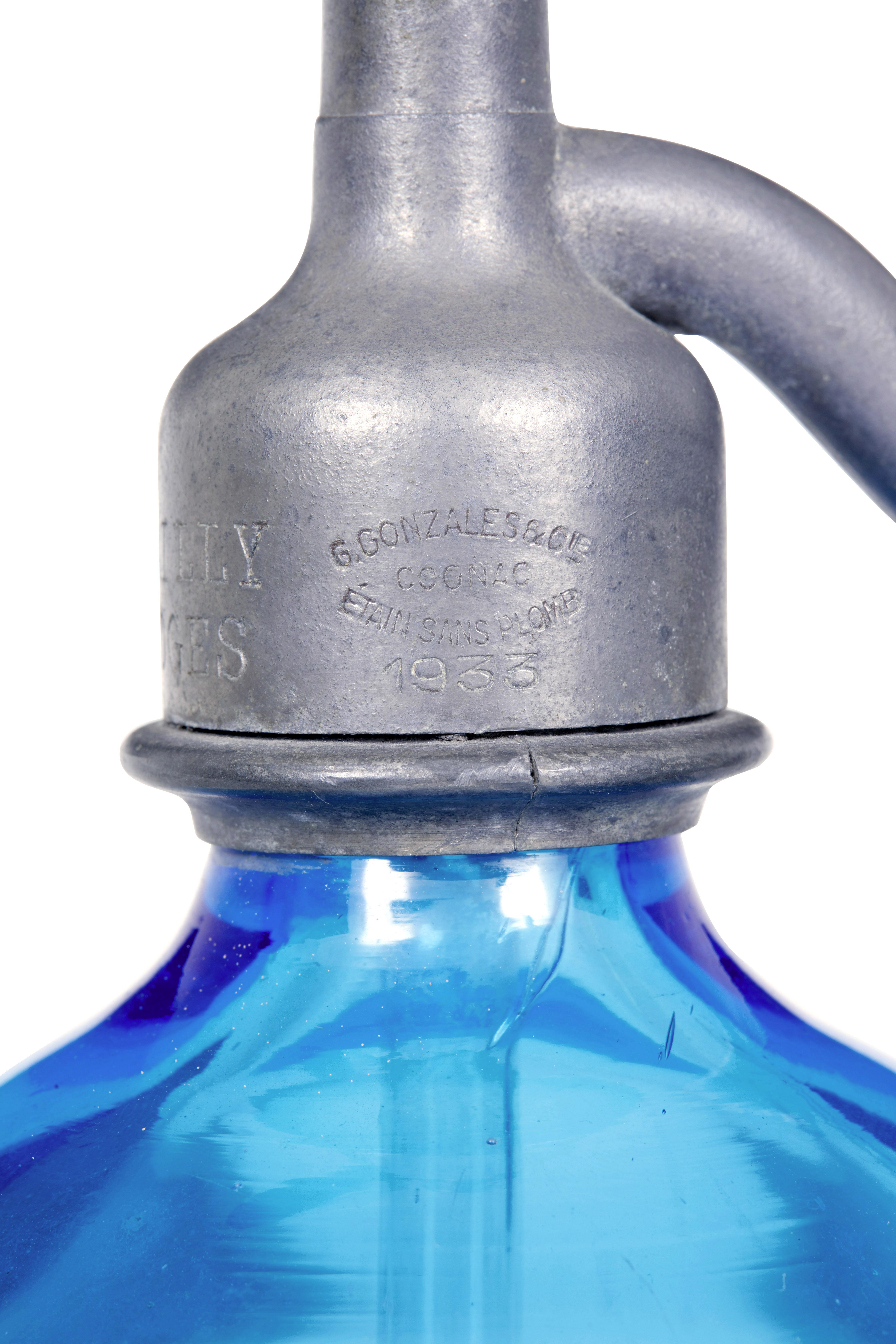 Vetro Raffinata collezione di 4 sifoni da soda in vetro acidato francese in vendita