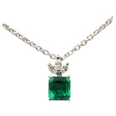 Fine Colombian Emerald Diamond Platinum Pendant, GIA Certified