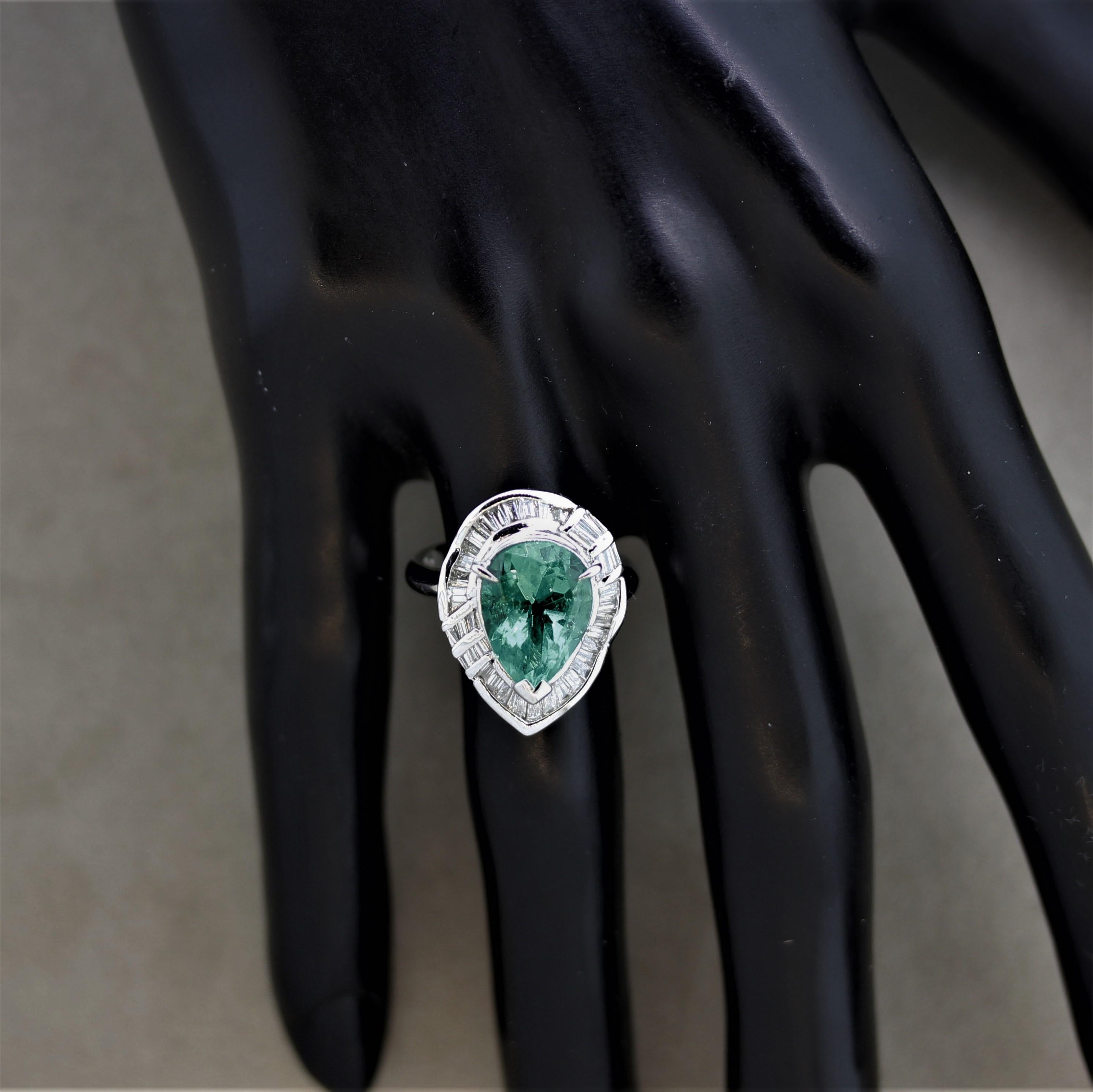 Fine Colombian Emerald Diamond Platinum Ring, GIA Certified For Sale 2
