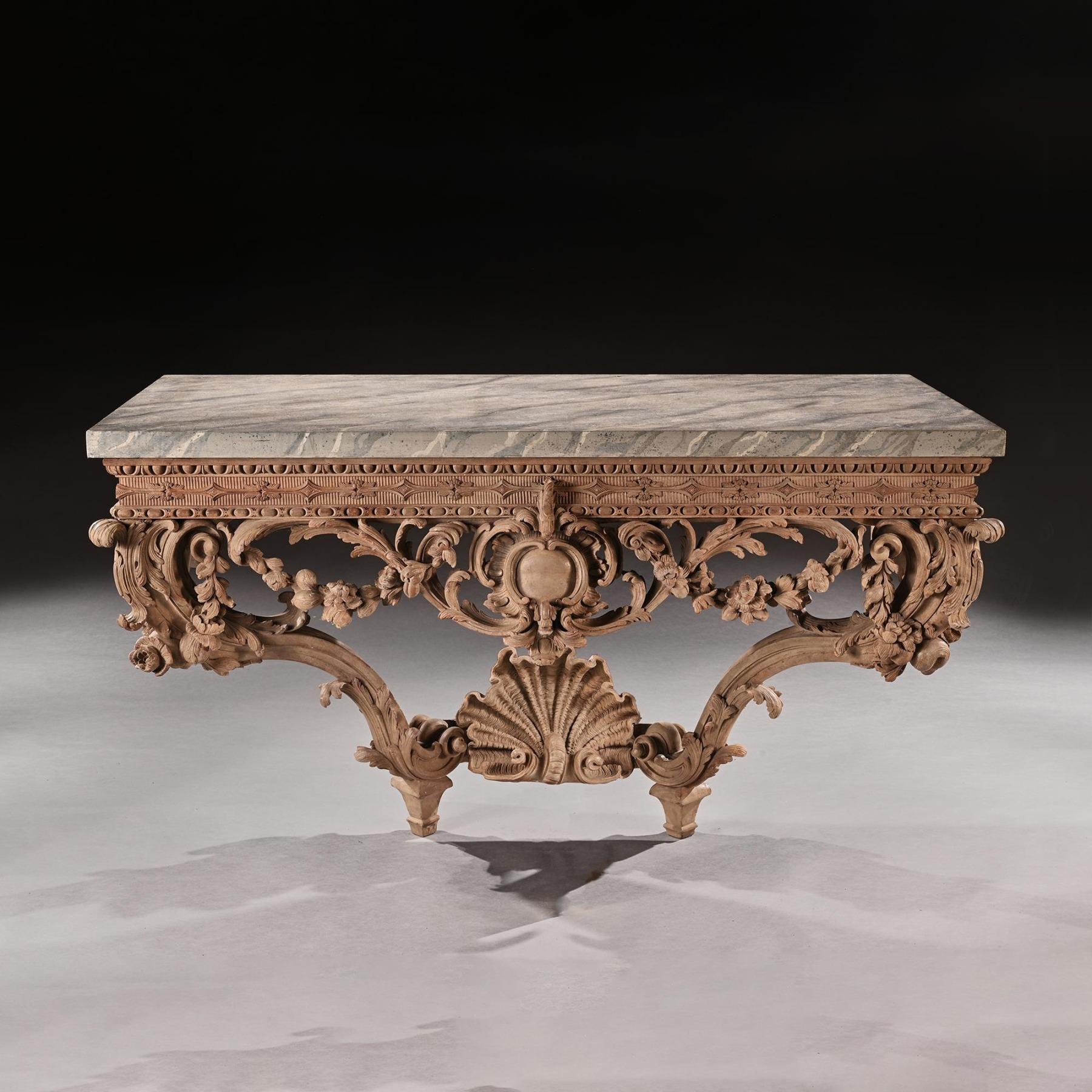 English Fine Console Table in the Rococo Style after the Pair from Buxted Park For Sale