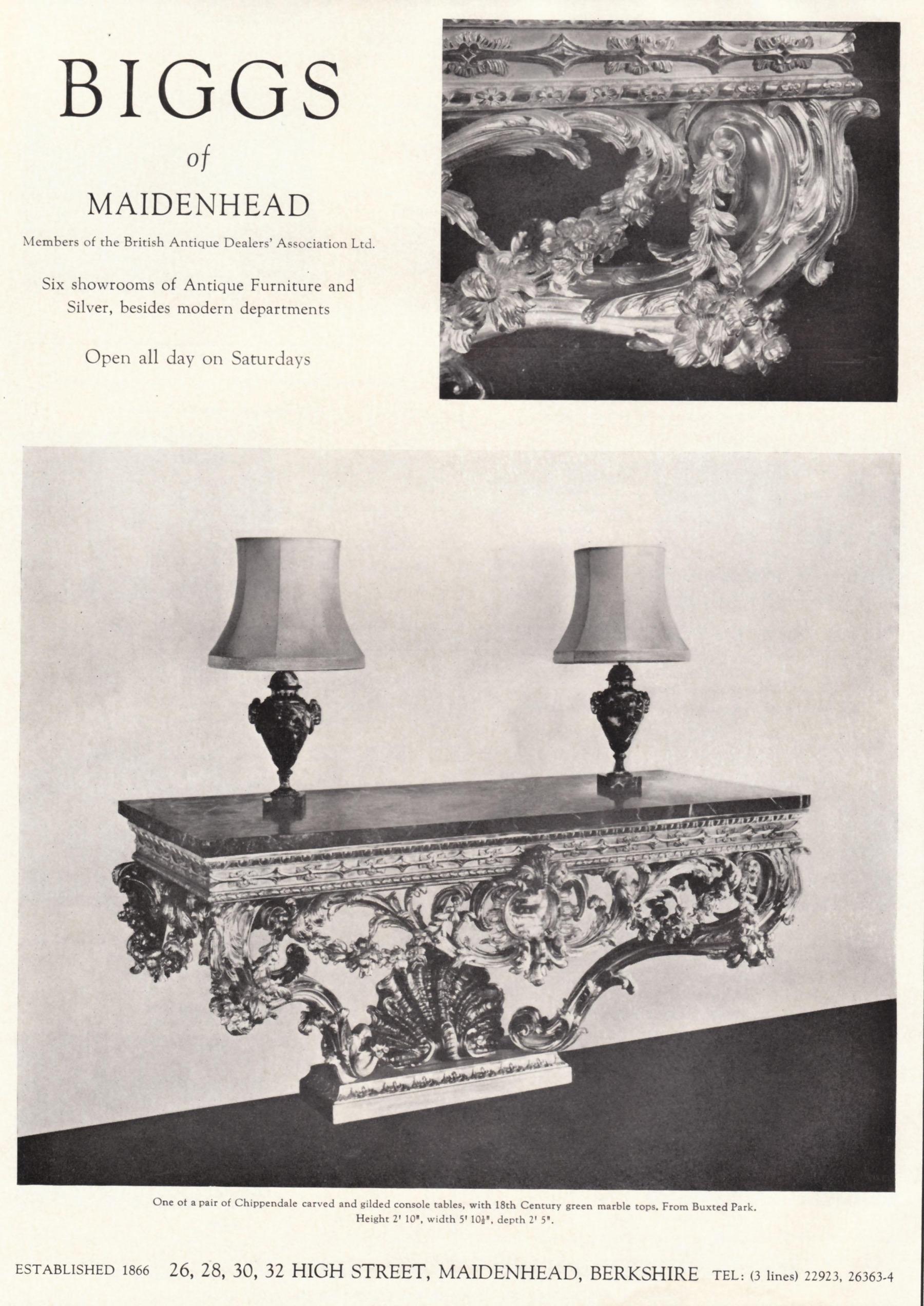 Fine Console Table in the Rococo Style after the Pair from Buxted Park For Sale 2