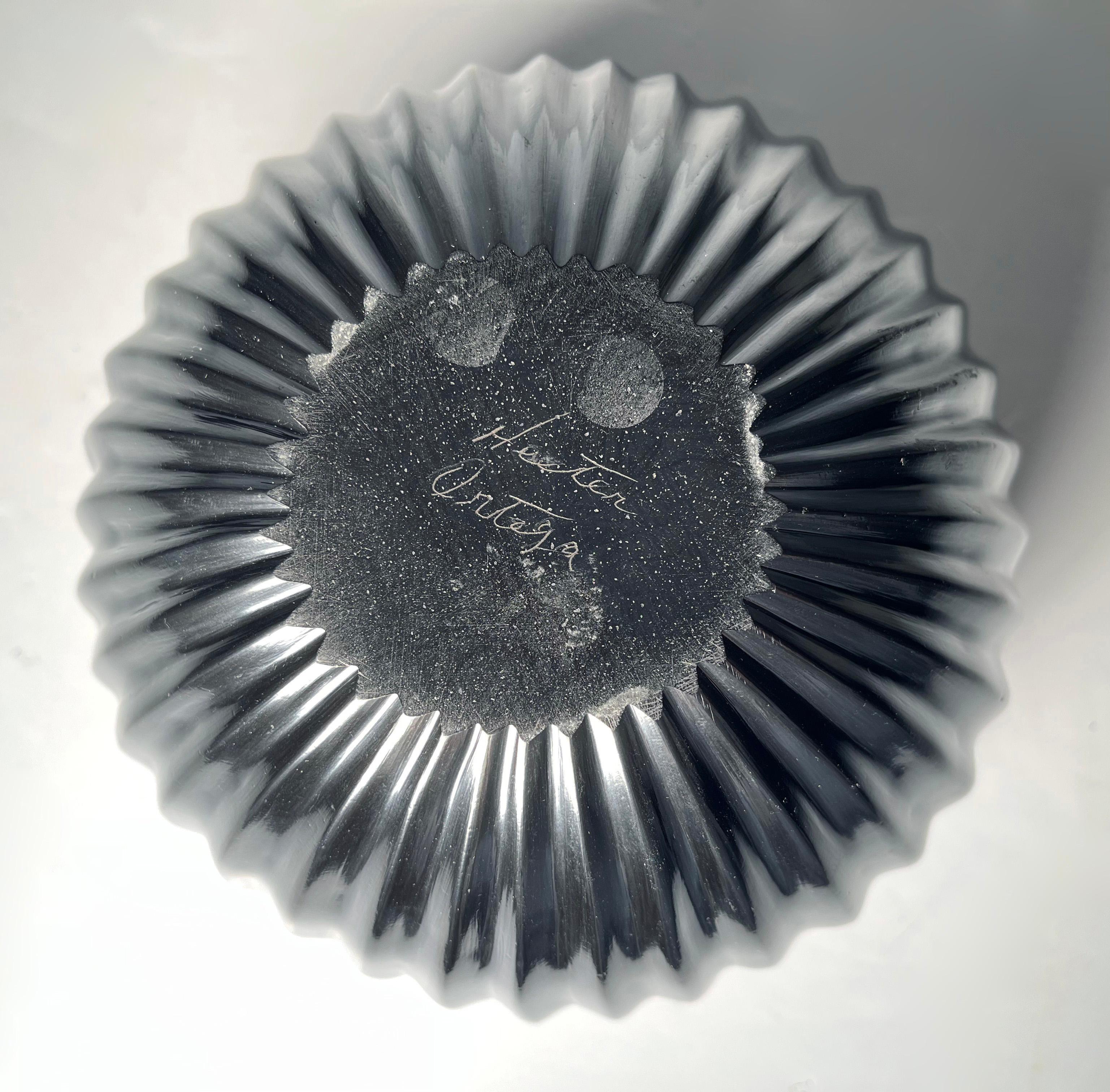 20th Century Fine Contemporary Black Ceramic Vase by Hector Ortega / Mata Ortiz For Sale
