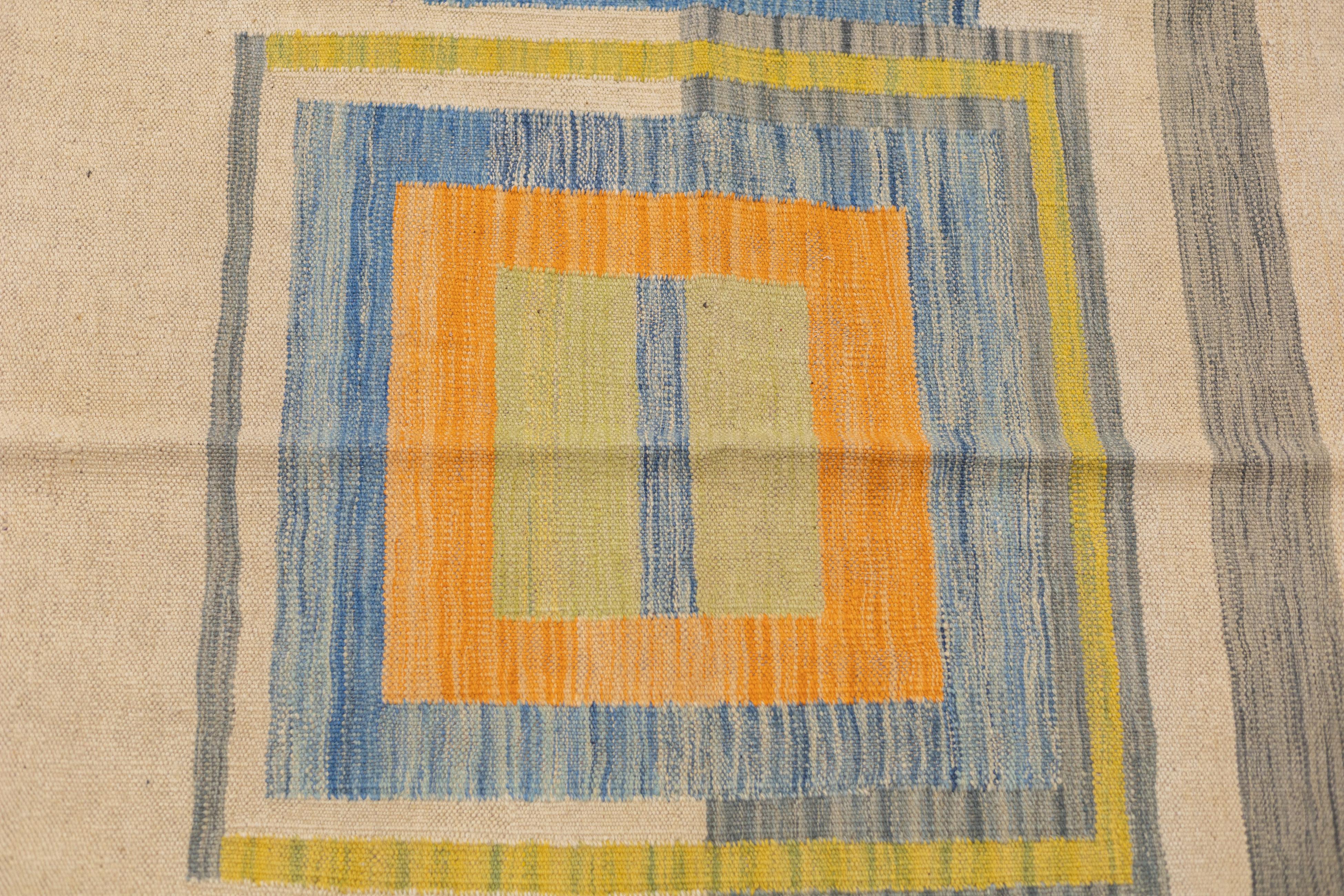 Fine Contemporary Turkish Kilim Flat Weave Wool Rug 5'8