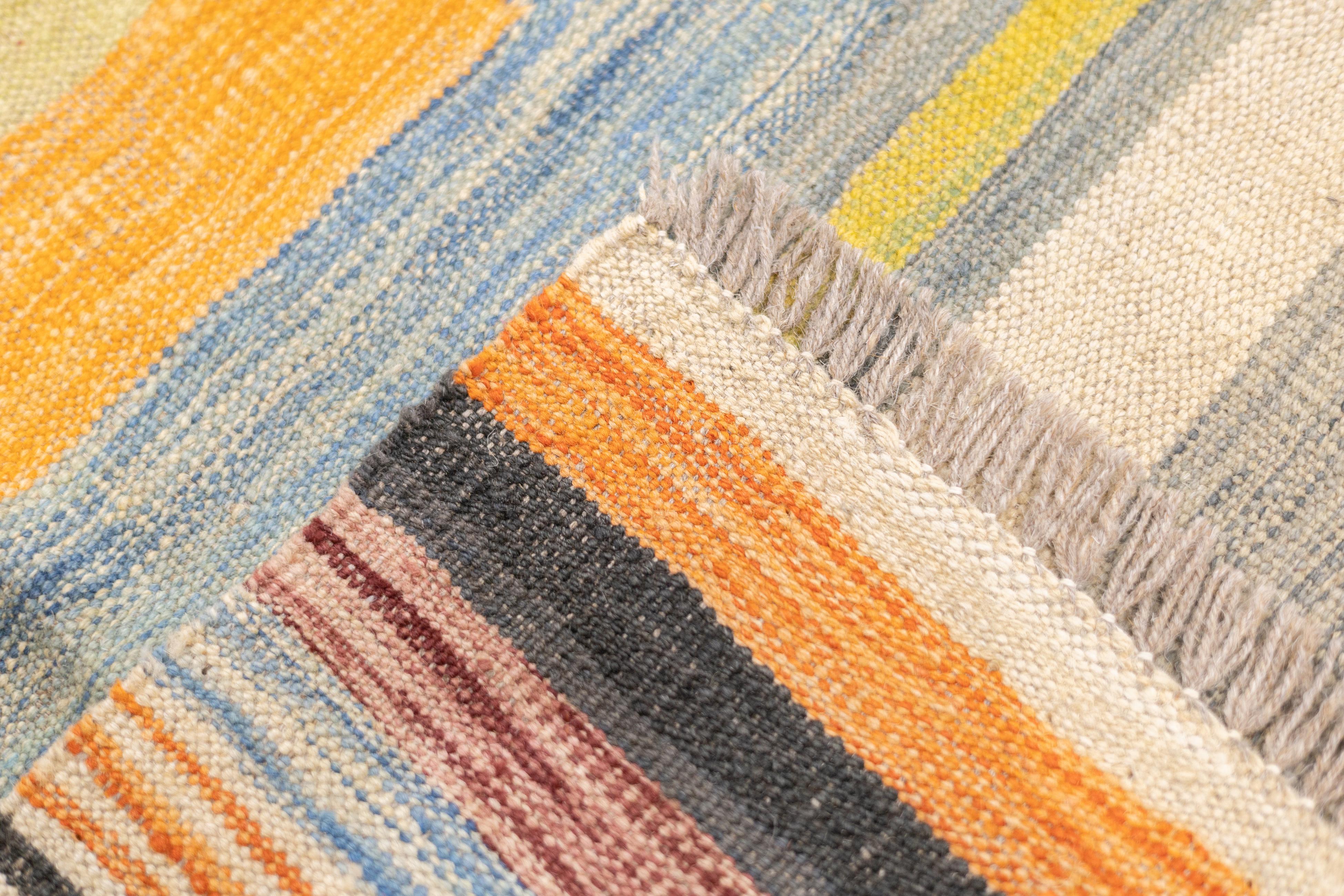 Fine Contemporary Turkish Kilim Flat Weave Wool Rug 5'8