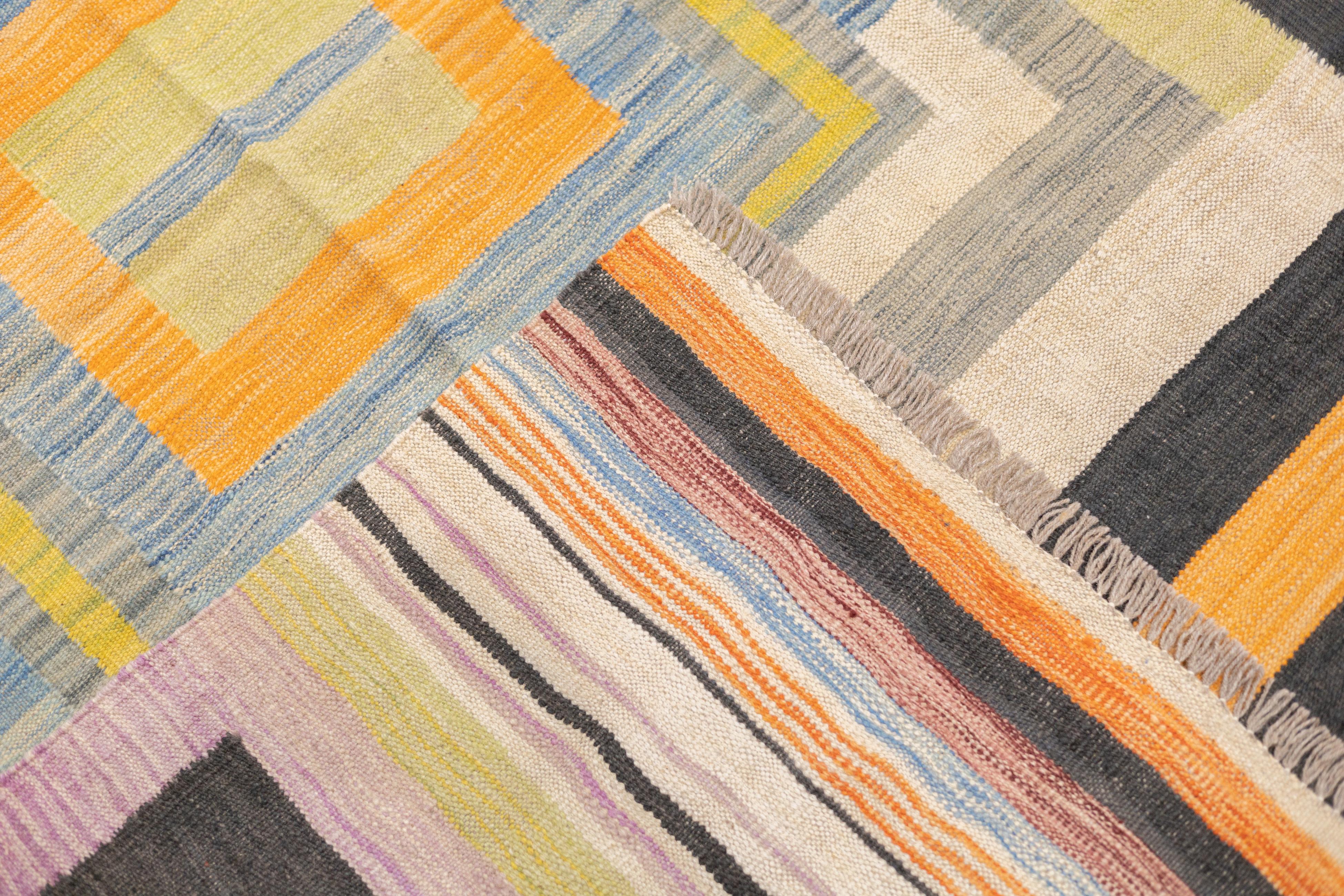 Fine Contemporary Turkish Kilim Flat Weave Wool Rug 5'8