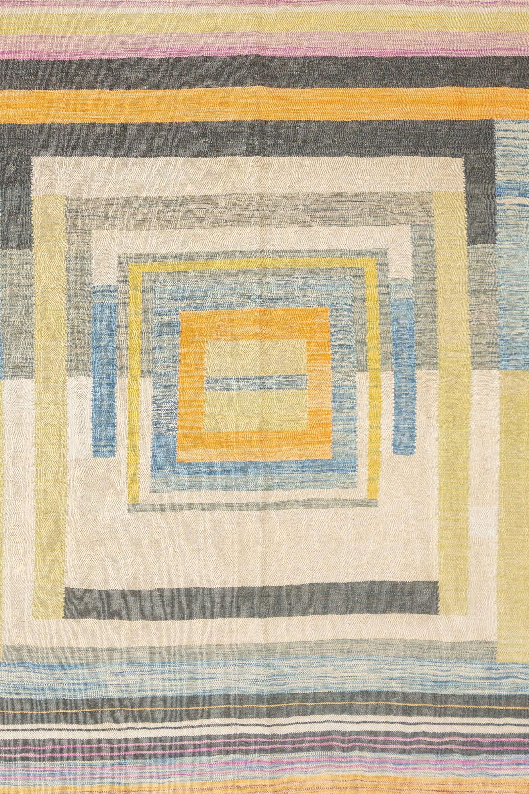 Fine Contemporary Turkish Kilim Flat Weave Wool Rug 5'8