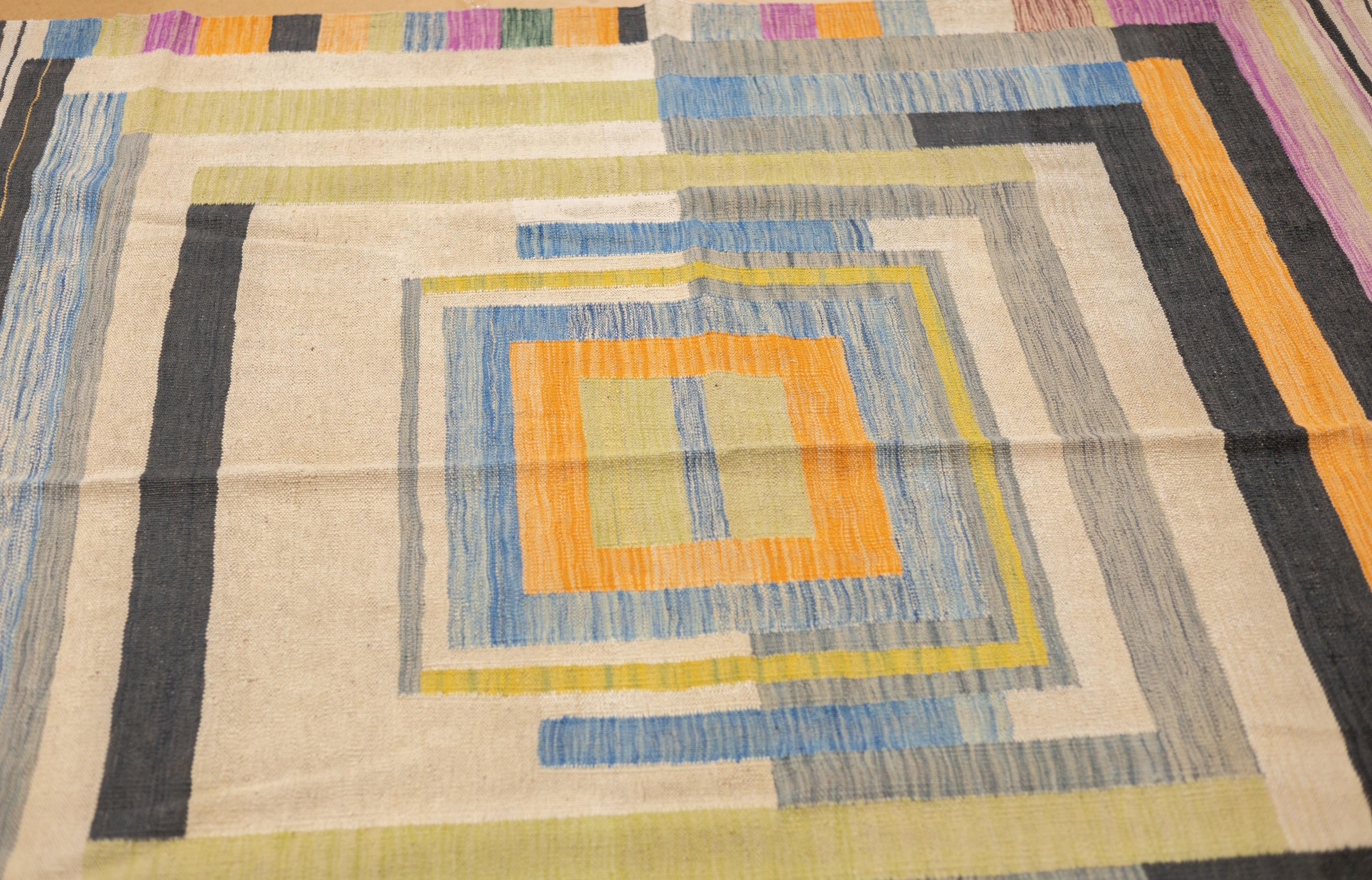 Fine Contemporary Turkish Kilim Flat Weave Wool Rug 5'8