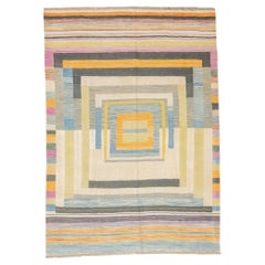 Fine Contemporary Turkish Kilim Flat Weave Wool Rug 5'8" x 8'0"
