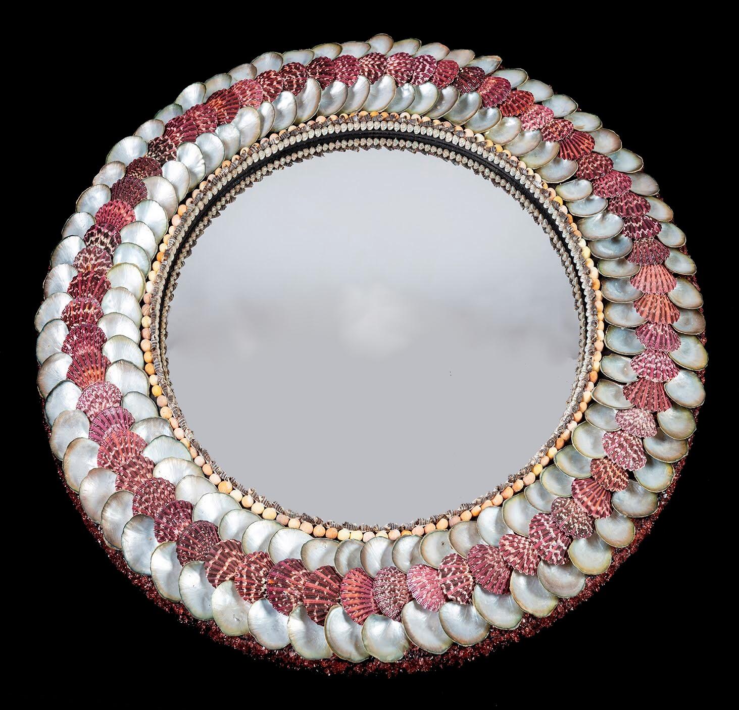 English Fine Convex Shell Mirror by Tess Morley For Sale
