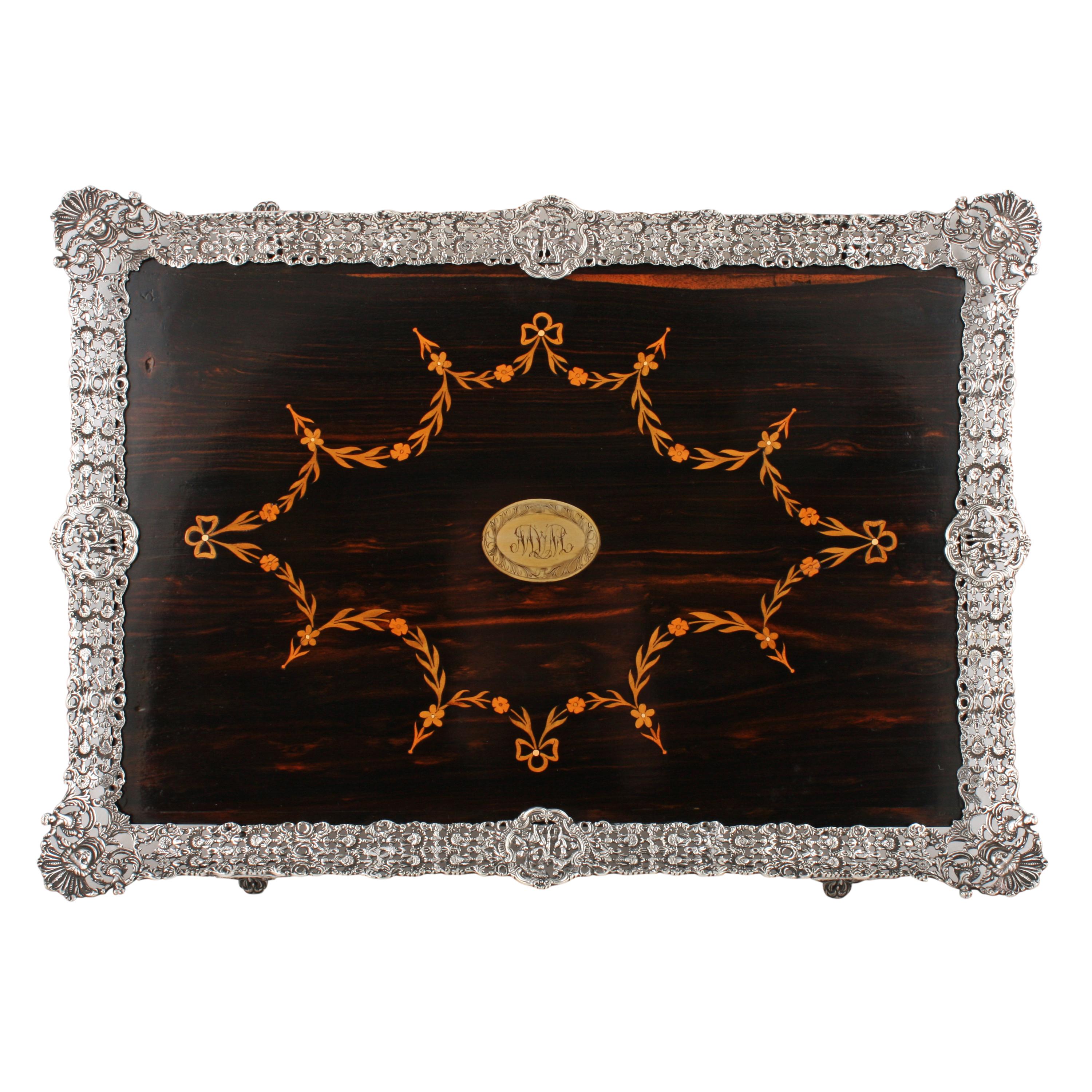 Fine Coromandel and Silver Plated Tray In Good Condition In Newcastle Upon Tyne, GB