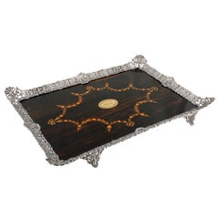 Fine Coromandel and Silver Plated Tray