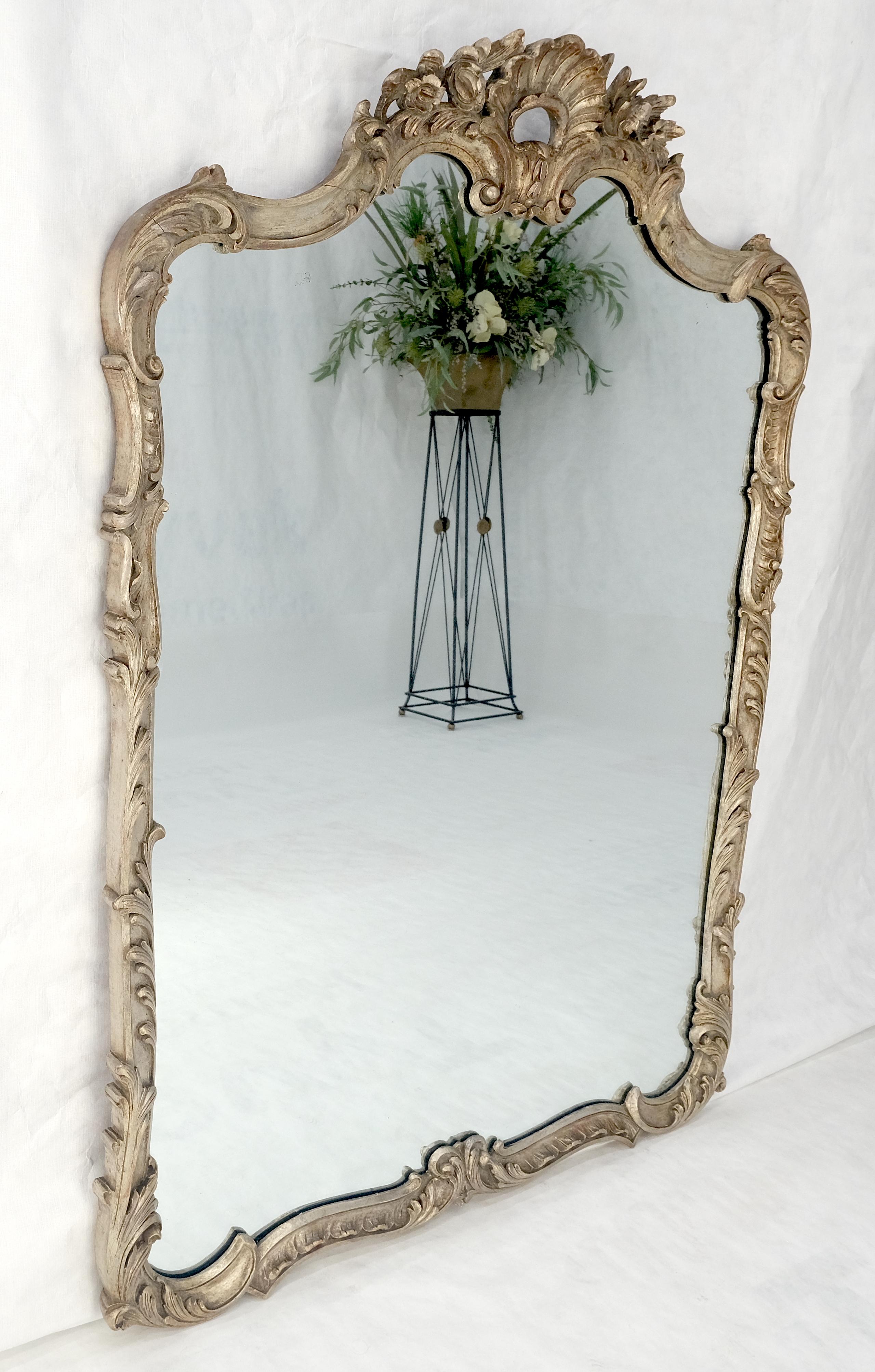 Miroir ancien rectangulaire à couronne festonnée en argent doré MINT ! en vente 1