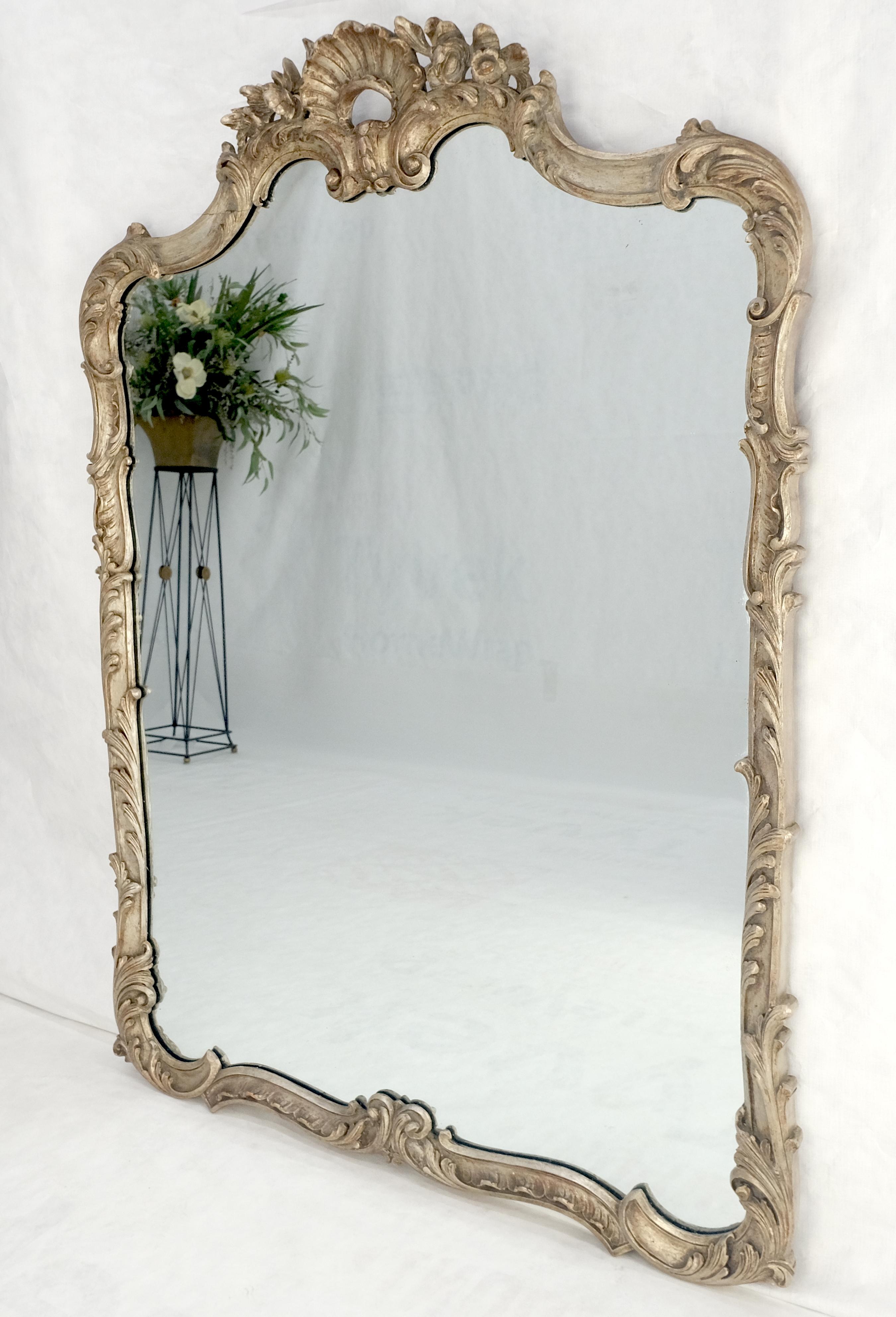 Miroir ancien rectangulaire à couronne festonnée en argent doré MINT ! en vente 2