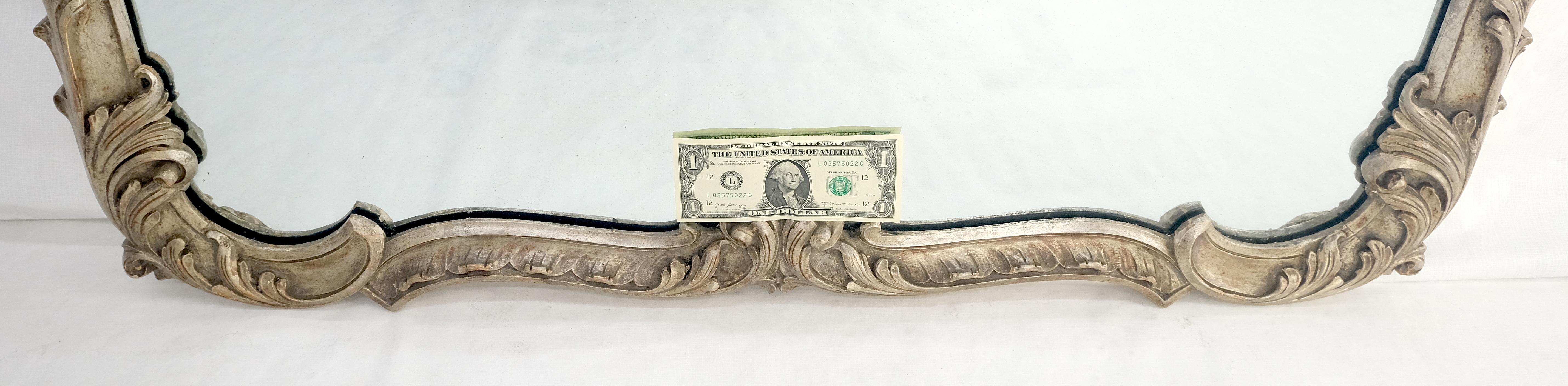 Miroir ancien rectangulaire à couronne festonnée en argent doré MINT ! en vente 3
