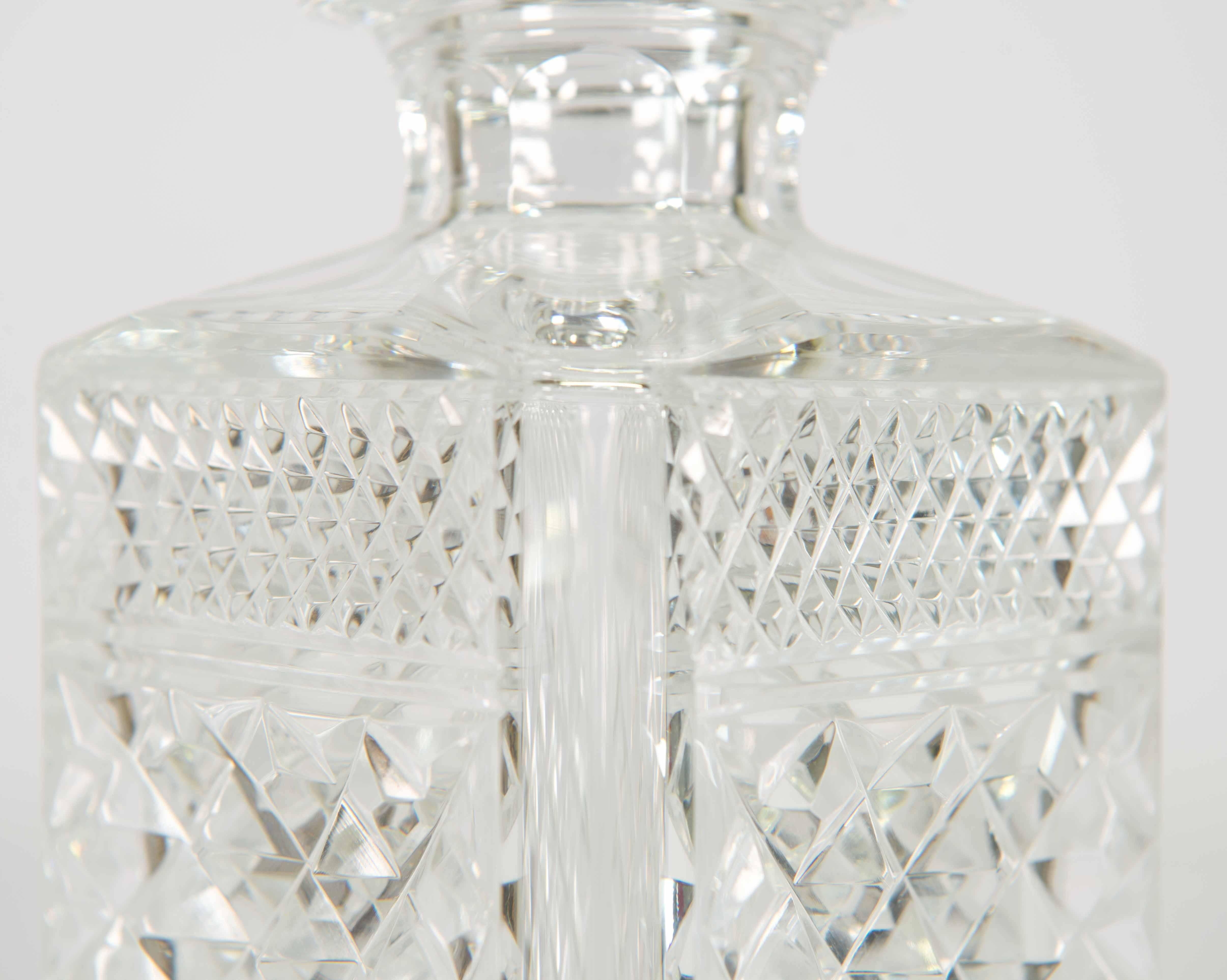 French Fine Crystal Glass Decanter with Etched Glass