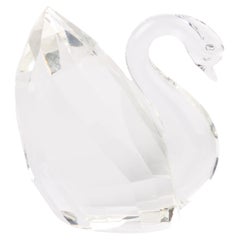 Vintage Fine Crystal Glass Swan Sculpture 