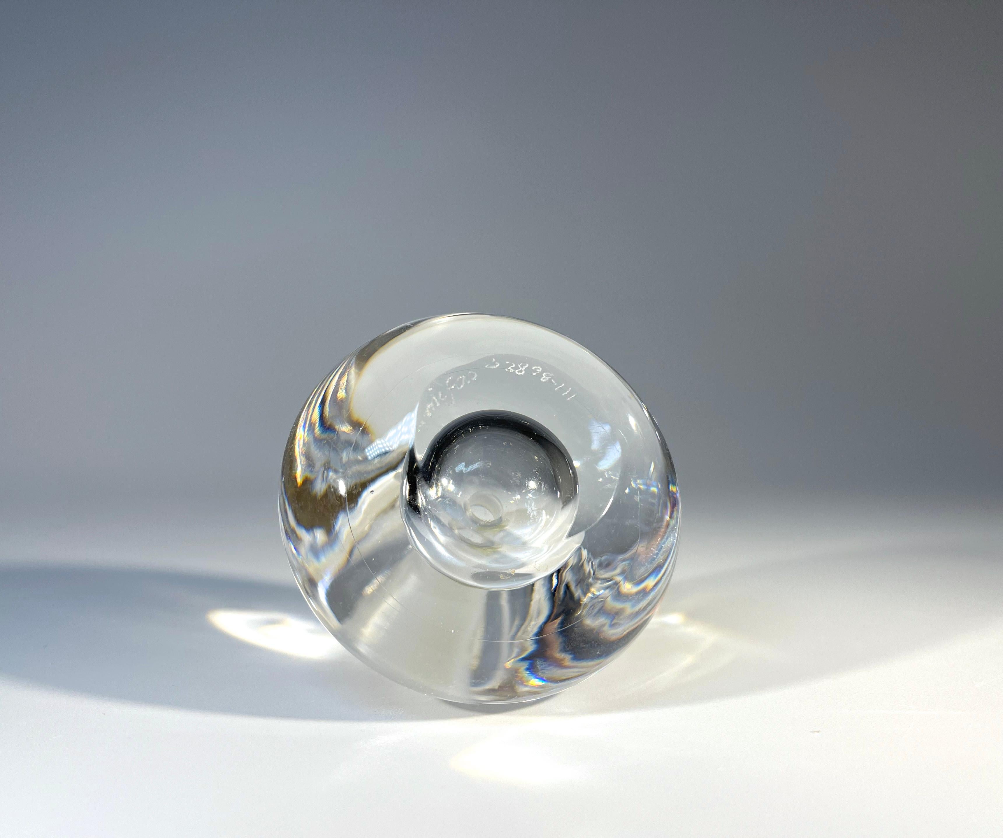 Swedish Fine Crystal Perfume Bottle With Faceted Stopper By Orrefors, Sweden. c1980's For Sale