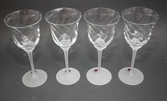 Fine Crystal Stemware Frosted Swirl Wine Goblets Set of 4