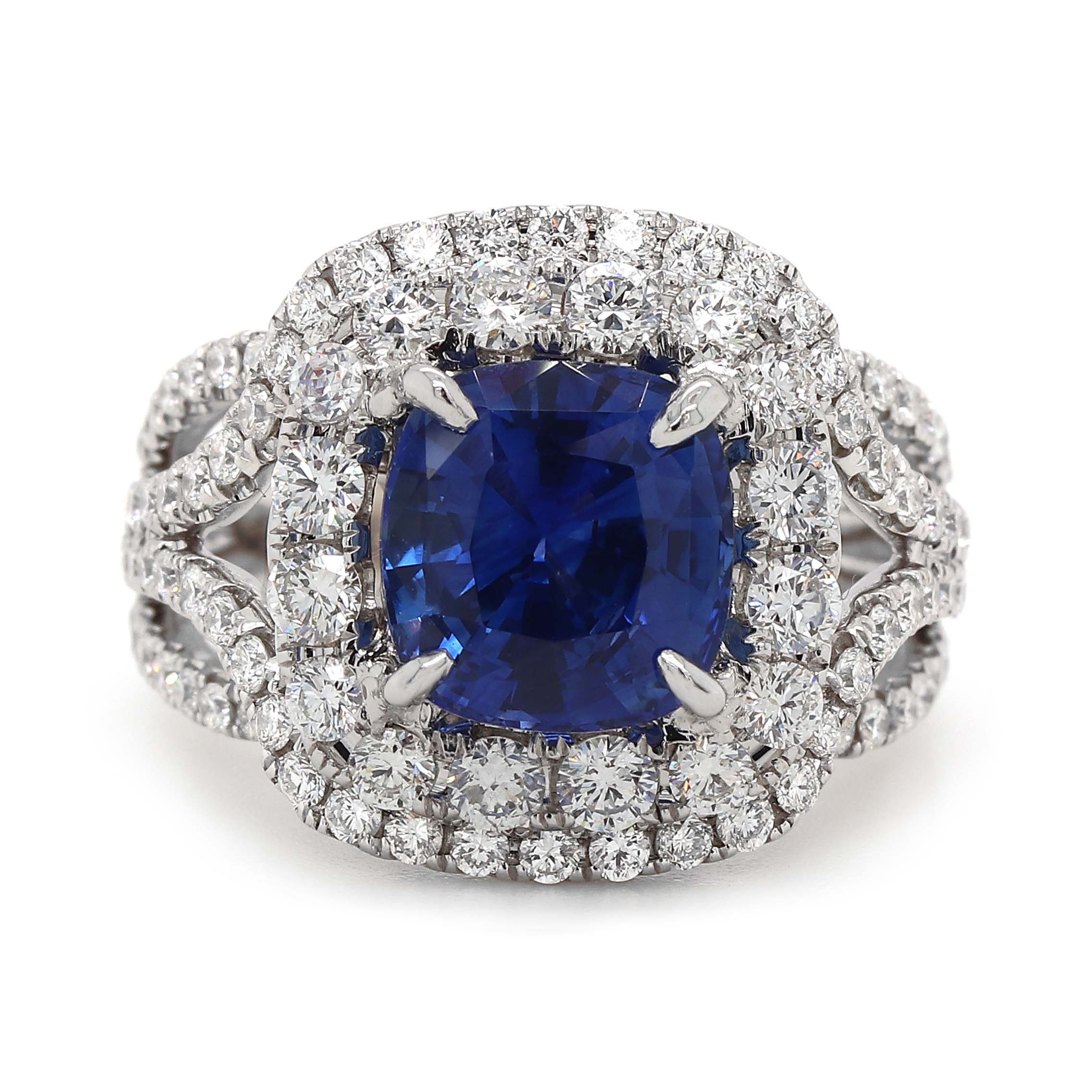 Fine Cushion Sapphire Ring For Sale