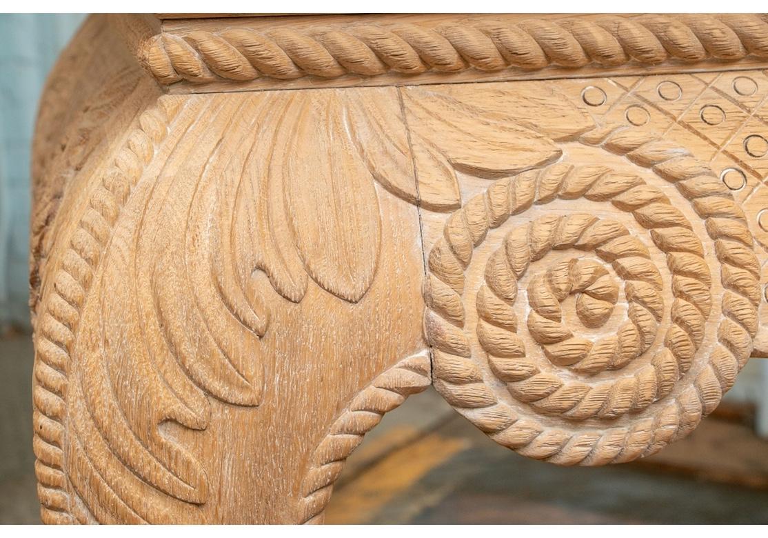 Fine Custom Carved White Oak Neoclassical Style Console 8