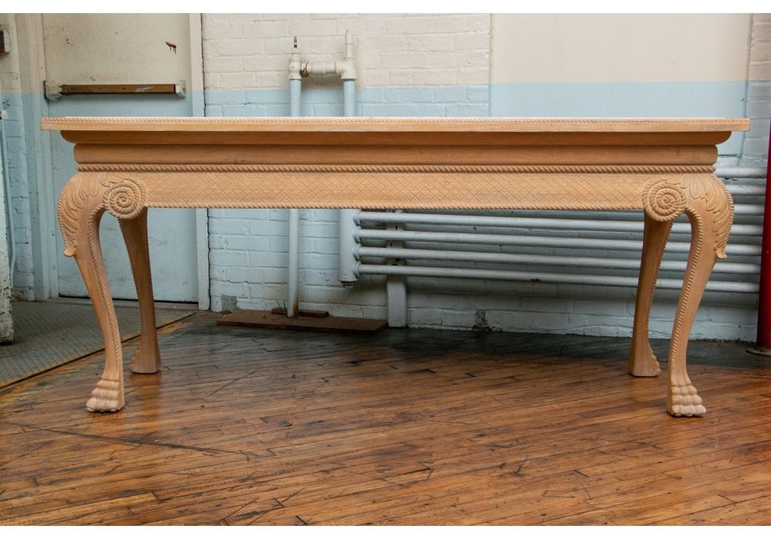 Fine Custom Carved White Oak Neoclassical Style Console In Good Condition In Bridgeport, CT