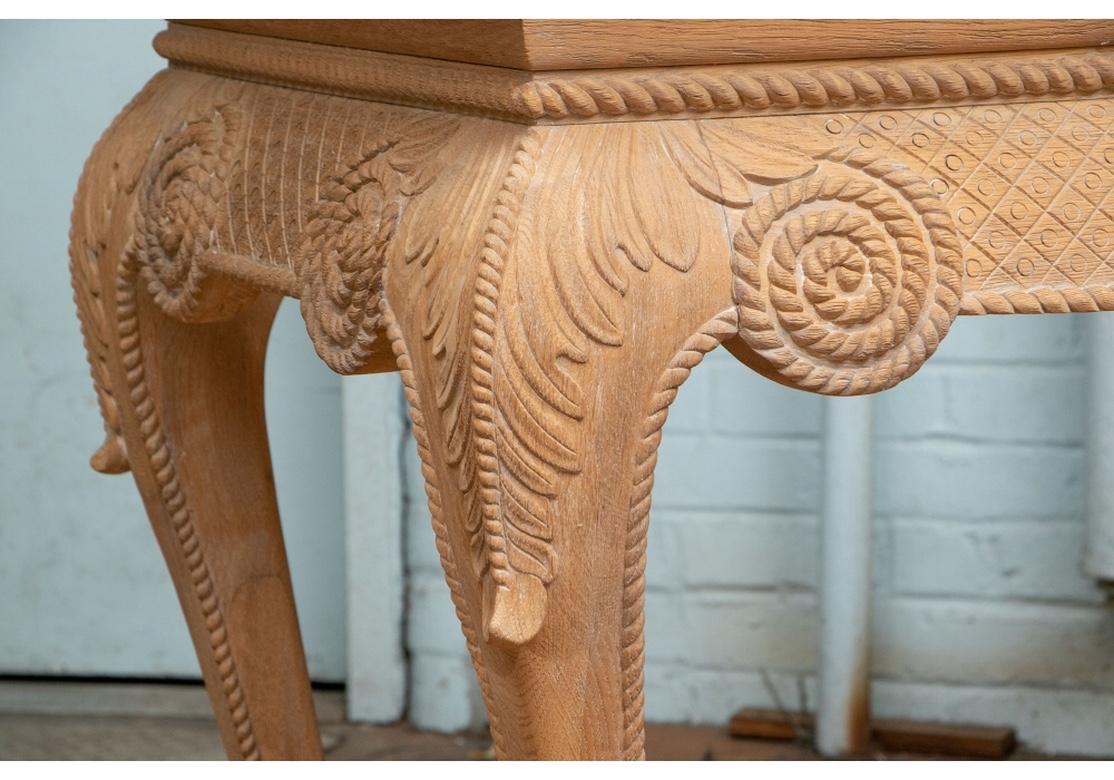 20th Century Fine Custom Carved White Oak Neoclassical Style Console