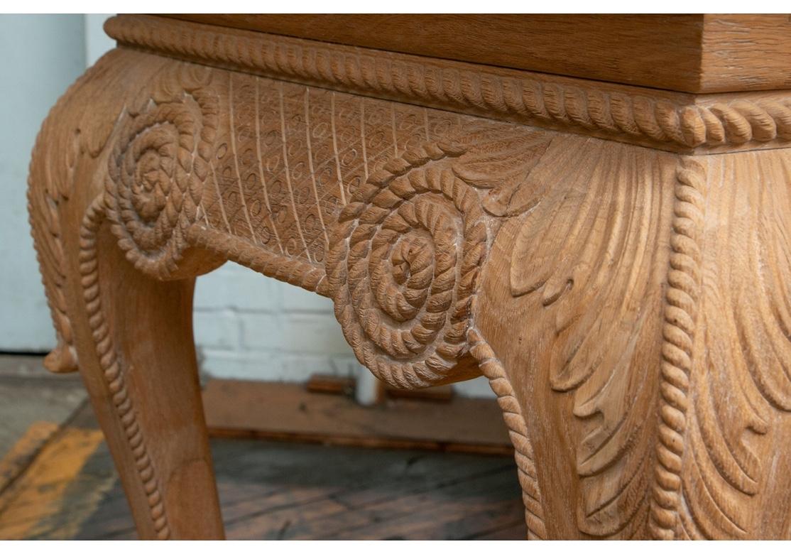 Fine Custom Carved White Oak Neoclassical Style Console 2