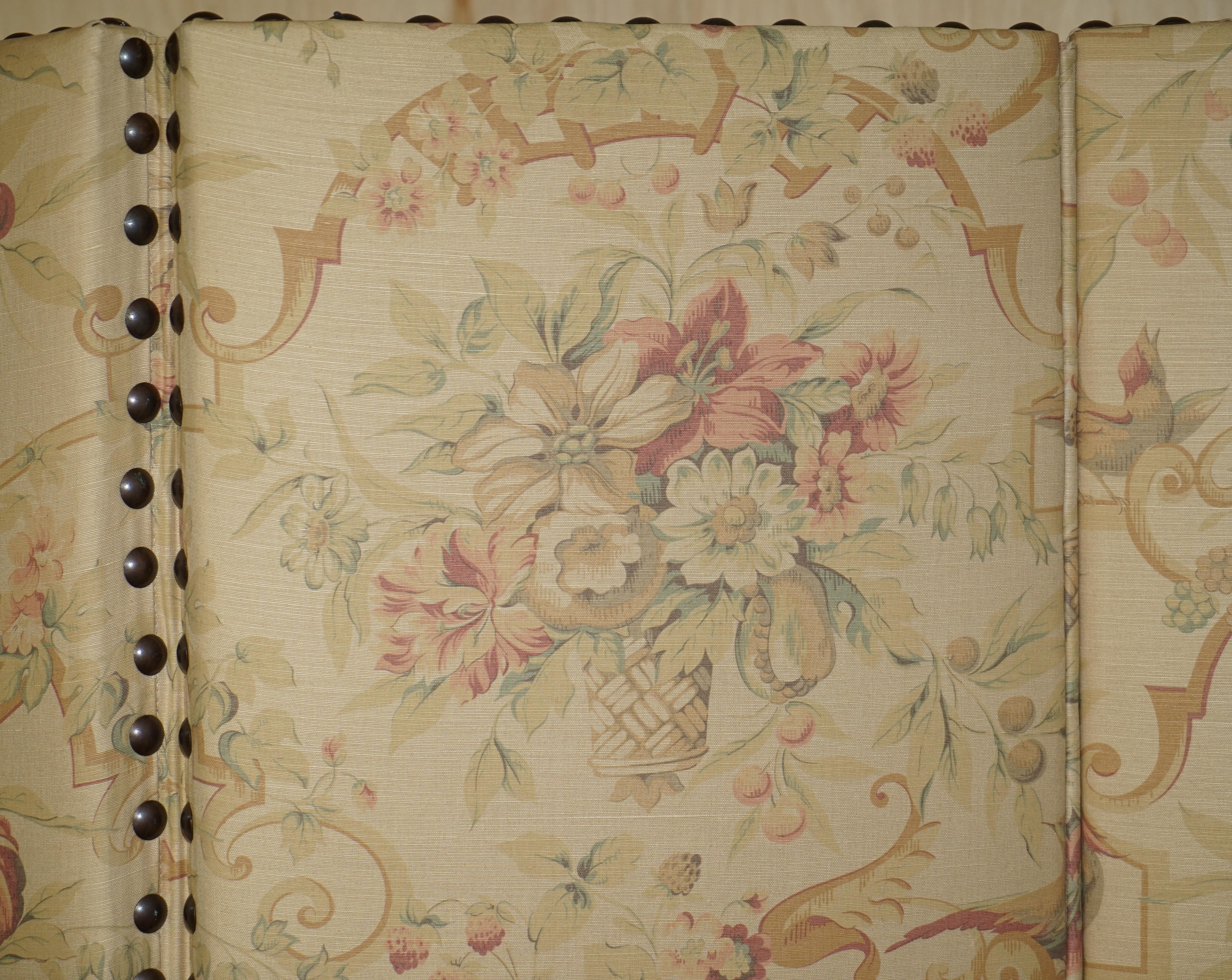 Fine Custom Made George Smith Chelsea Hardwood & Floral Upholstered Room Divider For Sale 5