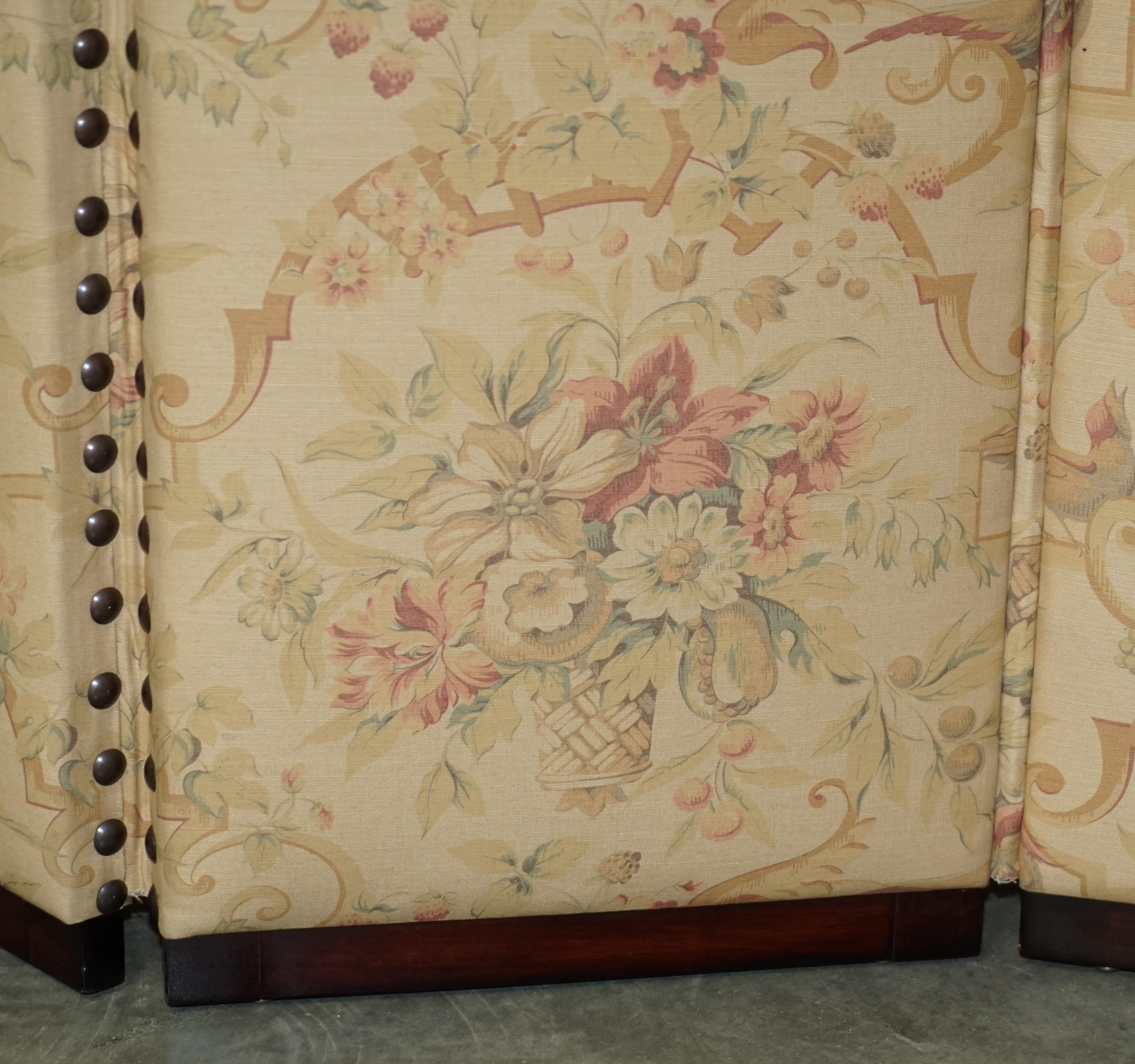Fine Custom Made George Smith Chelsea Hardwood & Floral Upholstered Room Divider For Sale 6