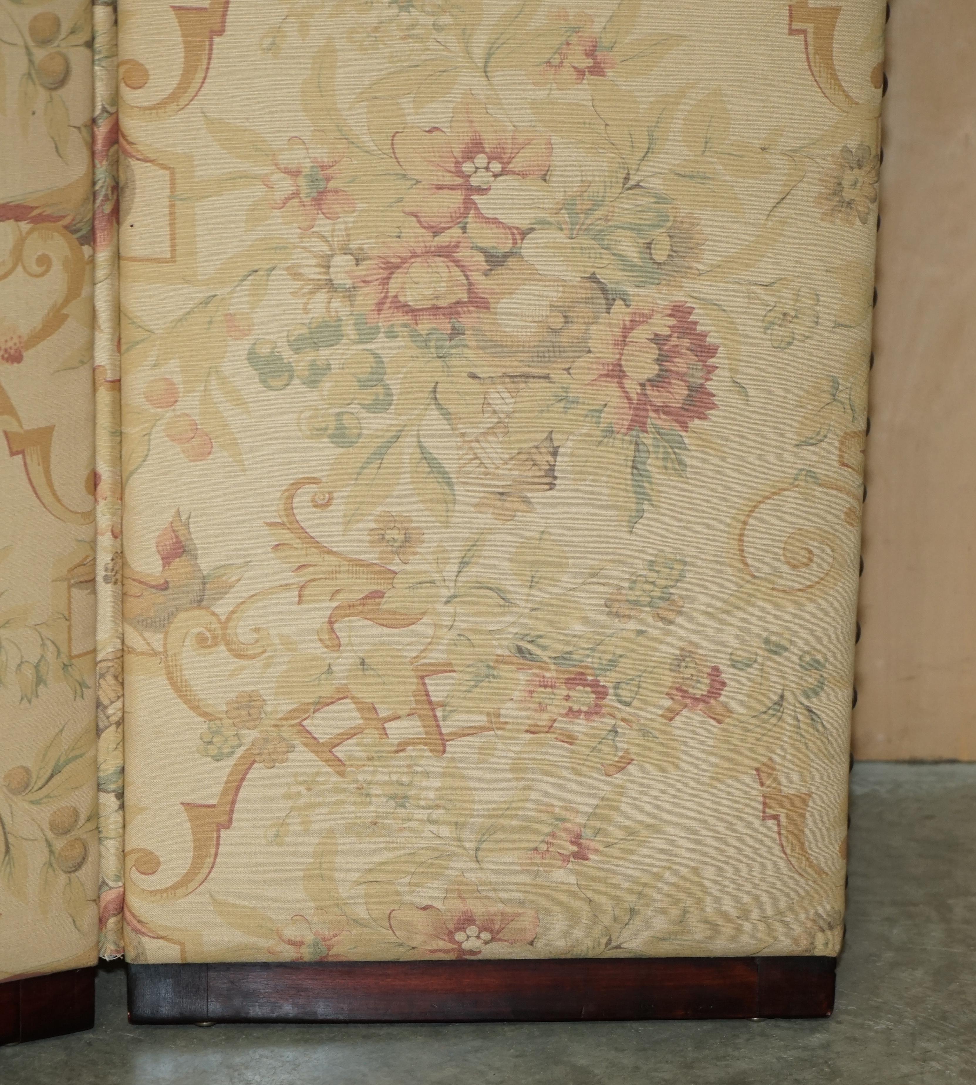 Fine Custom Made George Smith Chelsea Hardwood & Floral Upholstered Room Divider For Sale 8