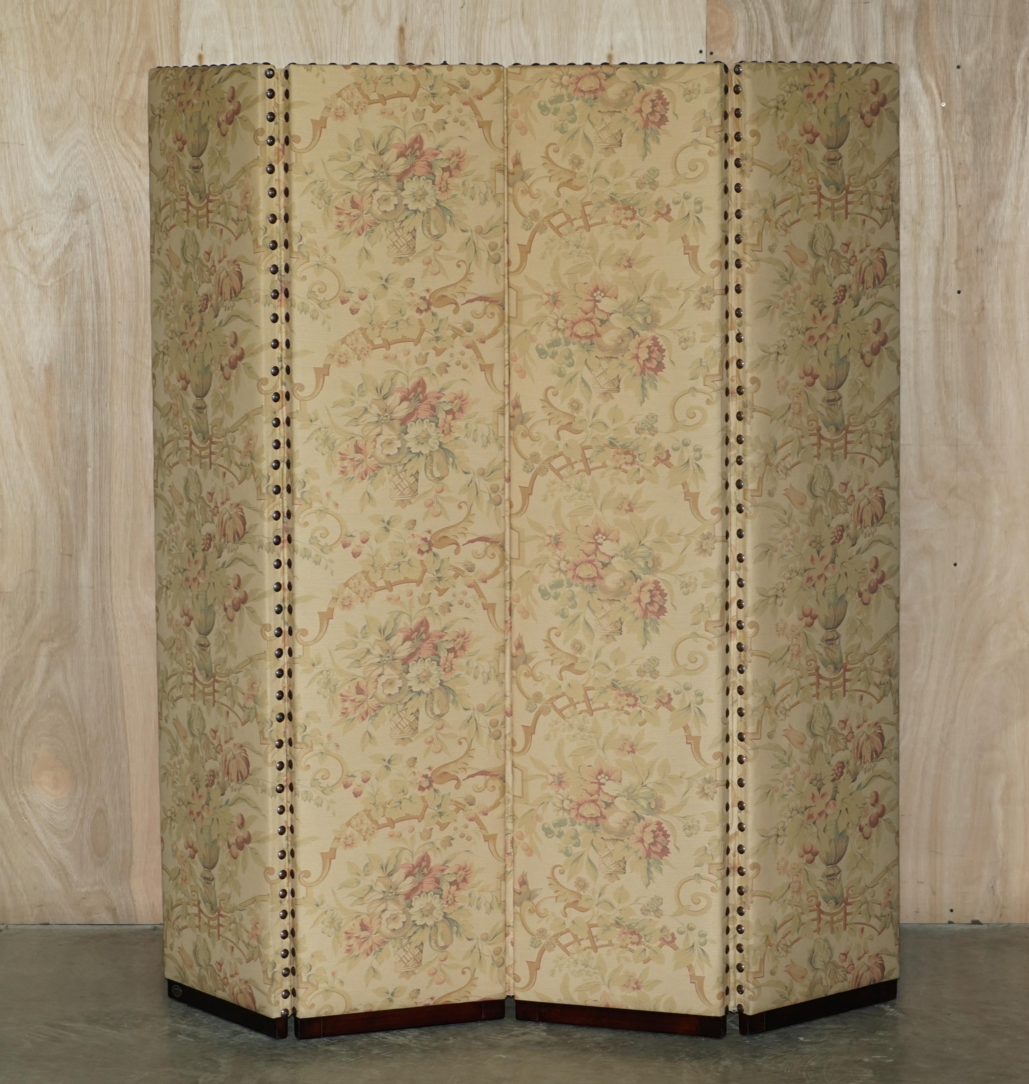 Fine Custom Made George Smith Chelsea Hardwood & Floral Upholstered Room Divider For Sale 11