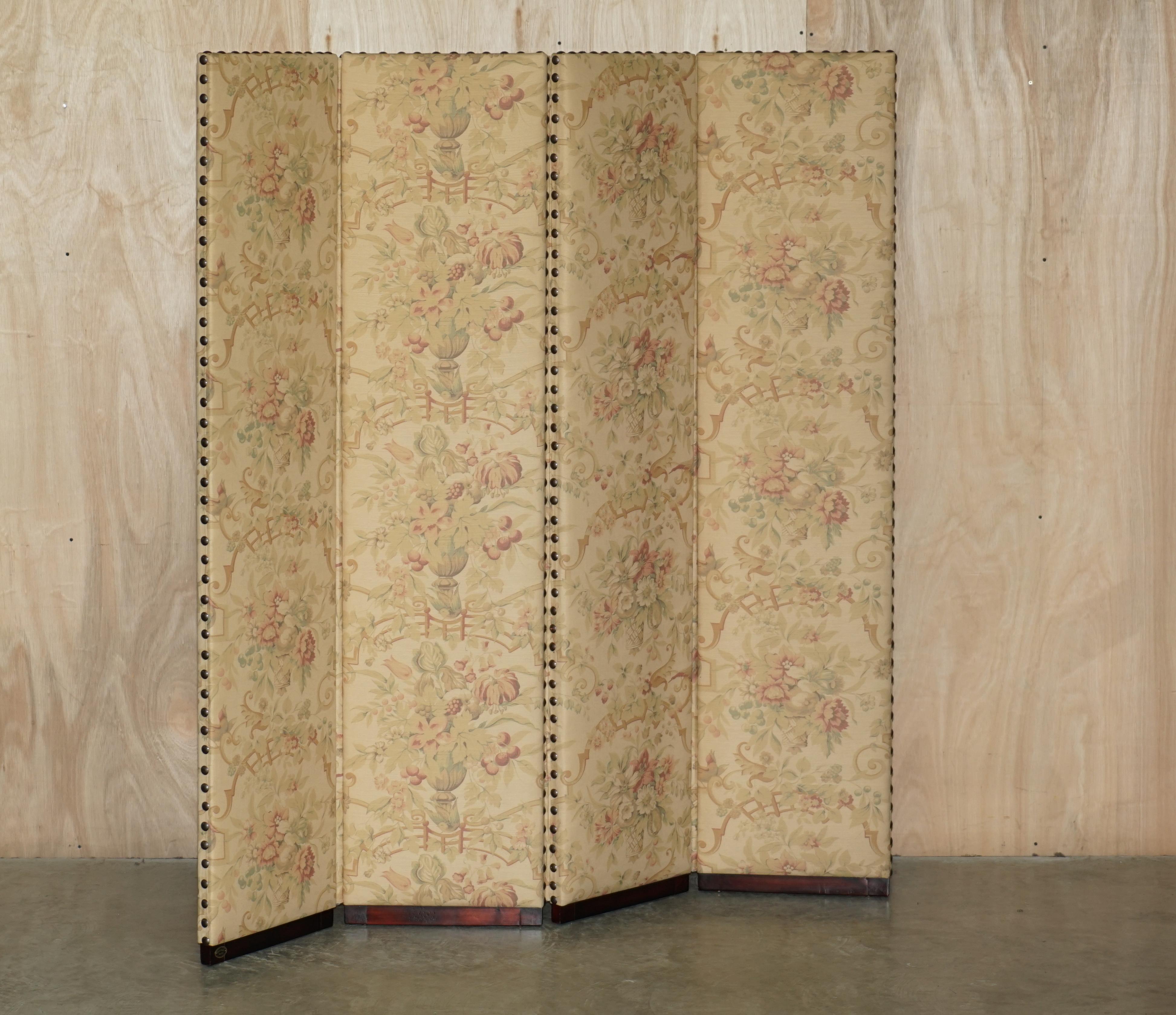 Victorian Fine Custom Made George Smith Chelsea Hardwood & Floral Upholstered Room Divider For Sale