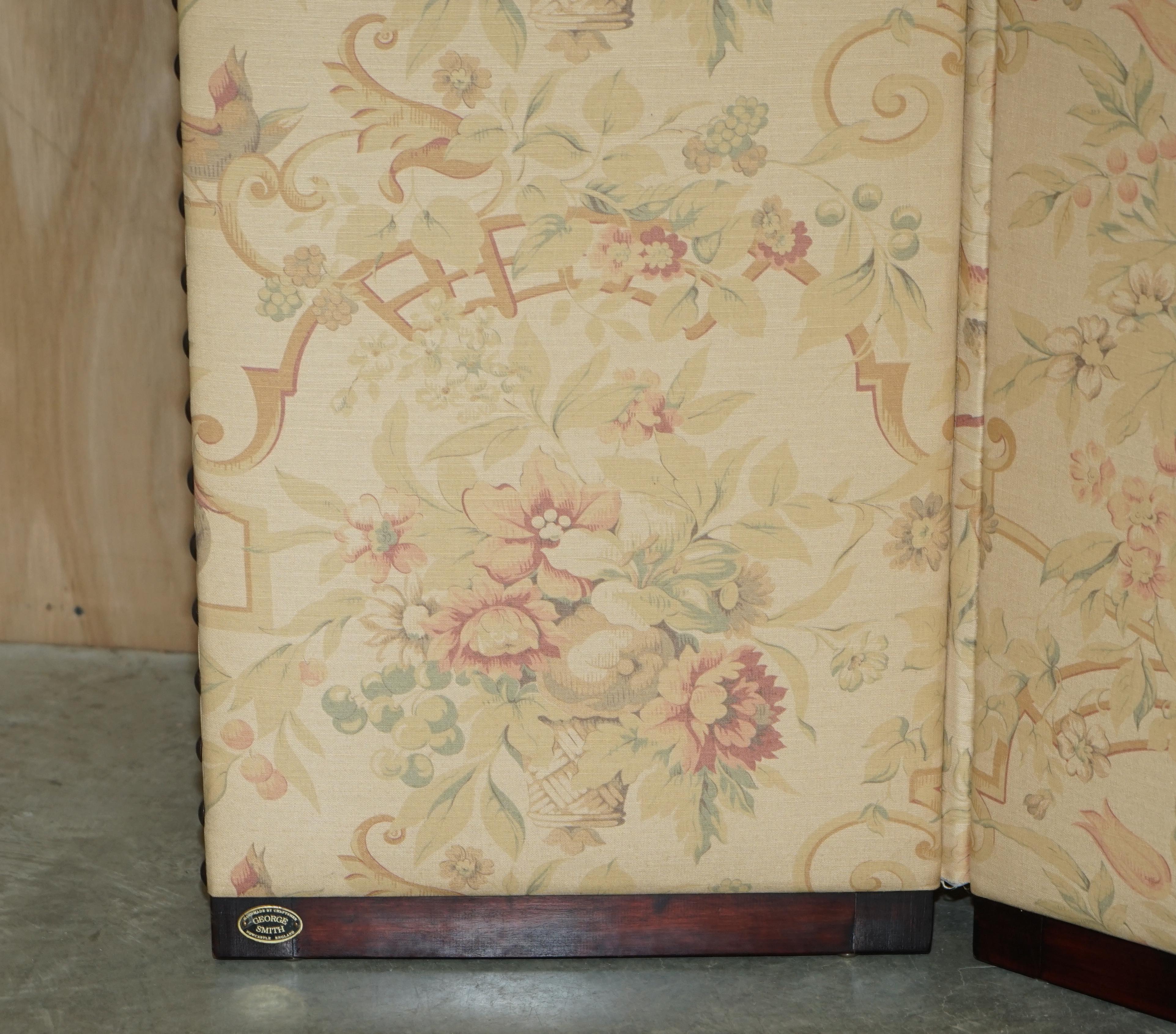 Upholstery Fine Custom Made George Smith Chelsea Hardwood & Floral Upholstered Room Divider For Sale