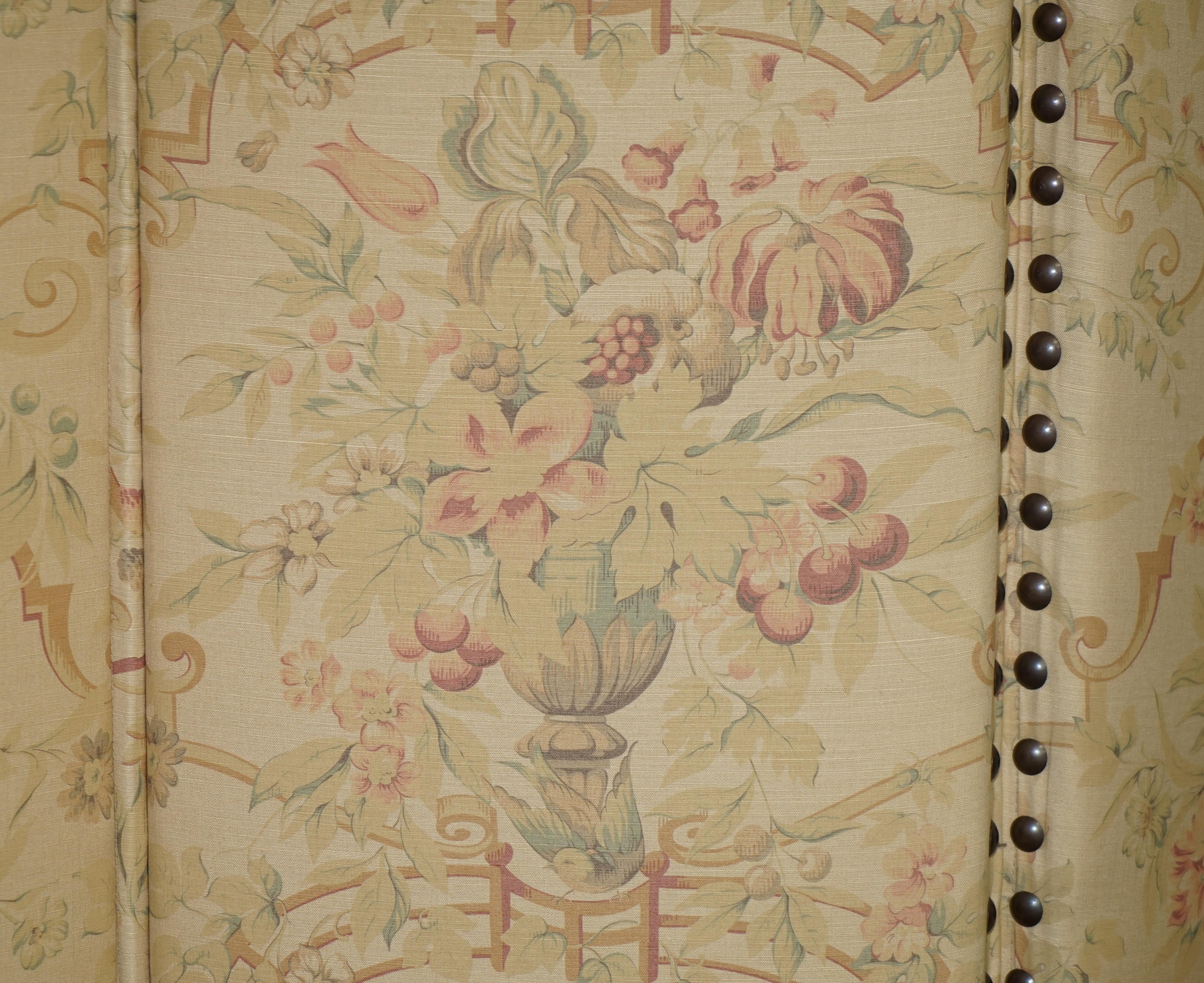 Fine Custom Made George Smith Chelsea Hardwood & Floral Upholstered Room Divider For Sale 2