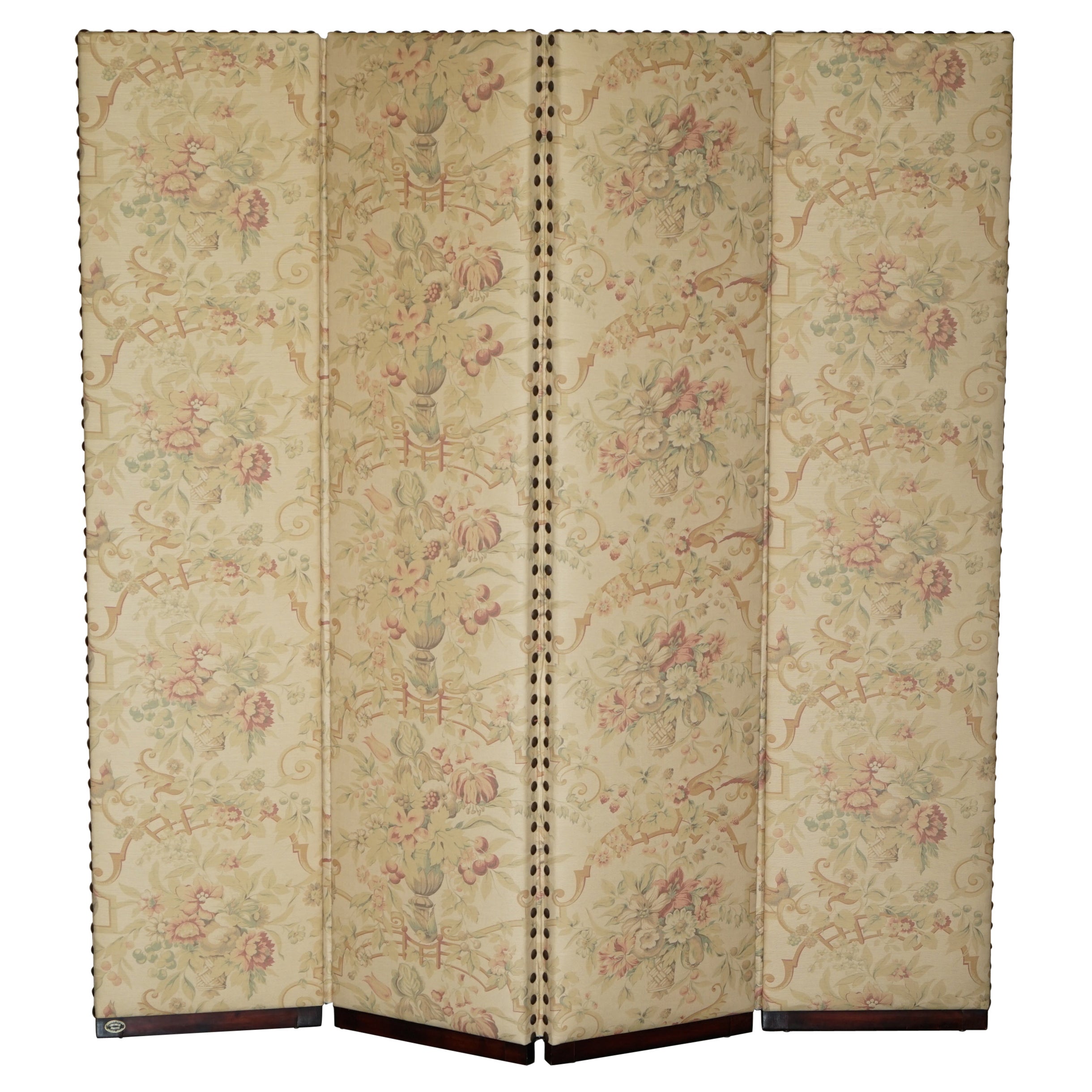 FiNE CUSTOM MADE GEORGE SMITH CHELSEA HARDWOOD & FLORAL UPHOLSTERED ROOM DIVIDER in vendita
