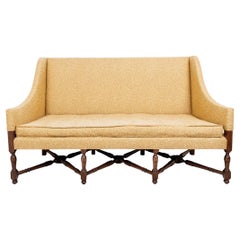 Used Fine Custom Upholstered High-Back Sofa with Triple X-form Stretcher