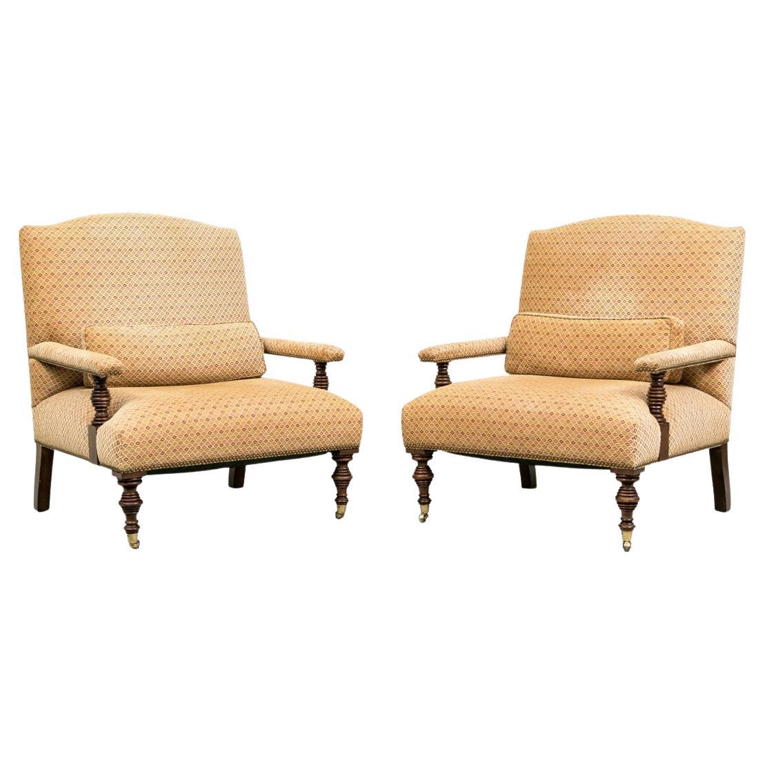 Sillones de biblioteca tapizados a medida al estilo de George Smith