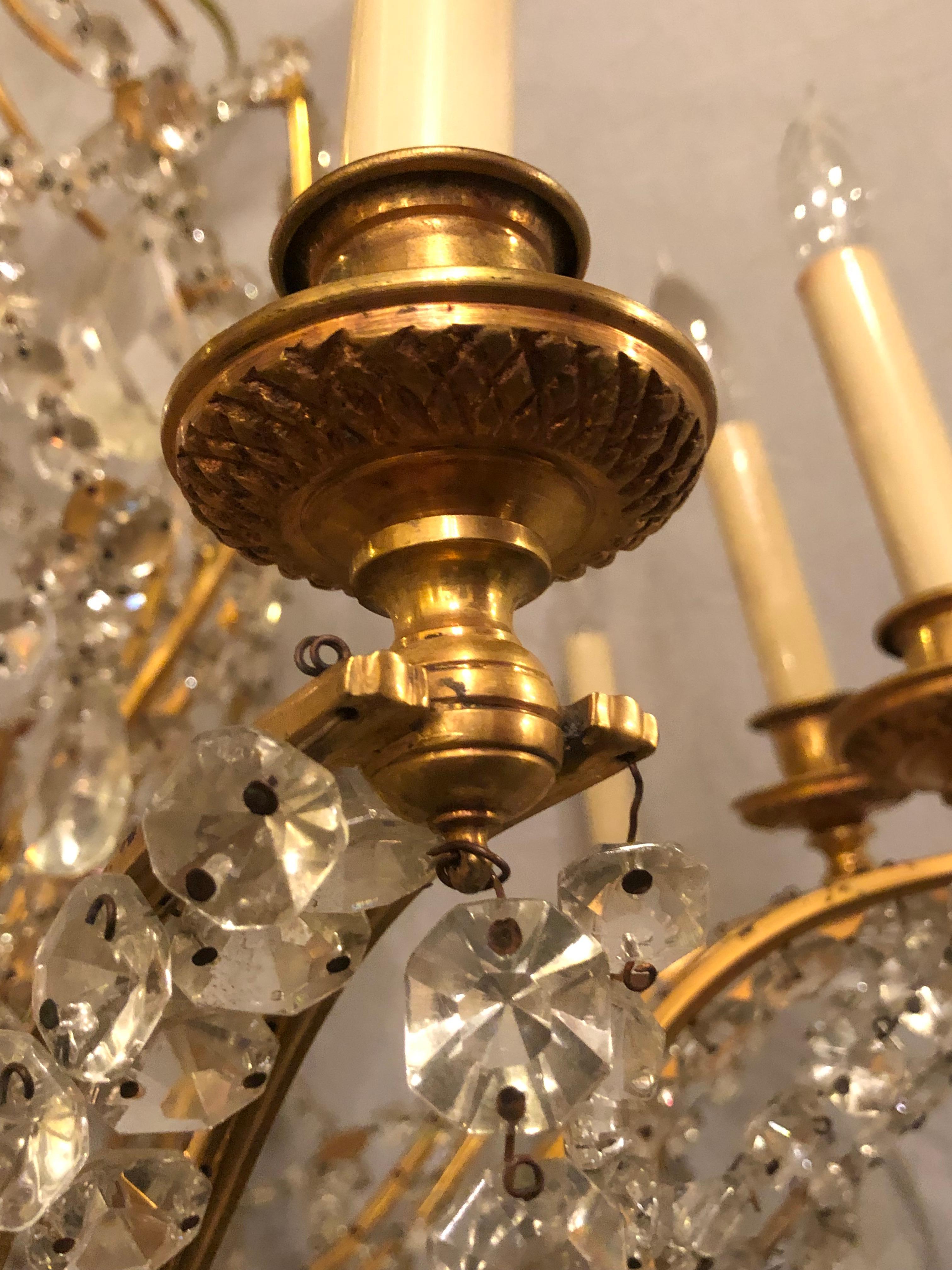 Fine Cut Crystal and Gilt Bronze Neoclassical Eighteen-Light Chandelier 5
