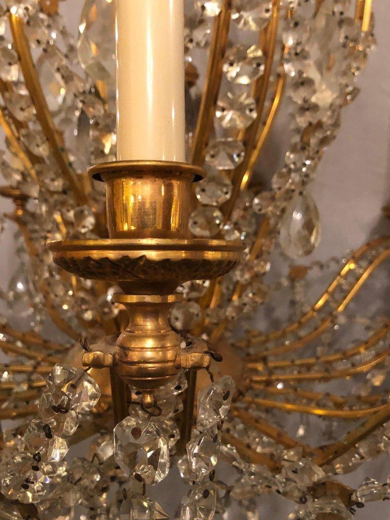Fine Cut Crystal and Gilt Bronze Neoclassical Jansen Eighteen Light Chandelier 7