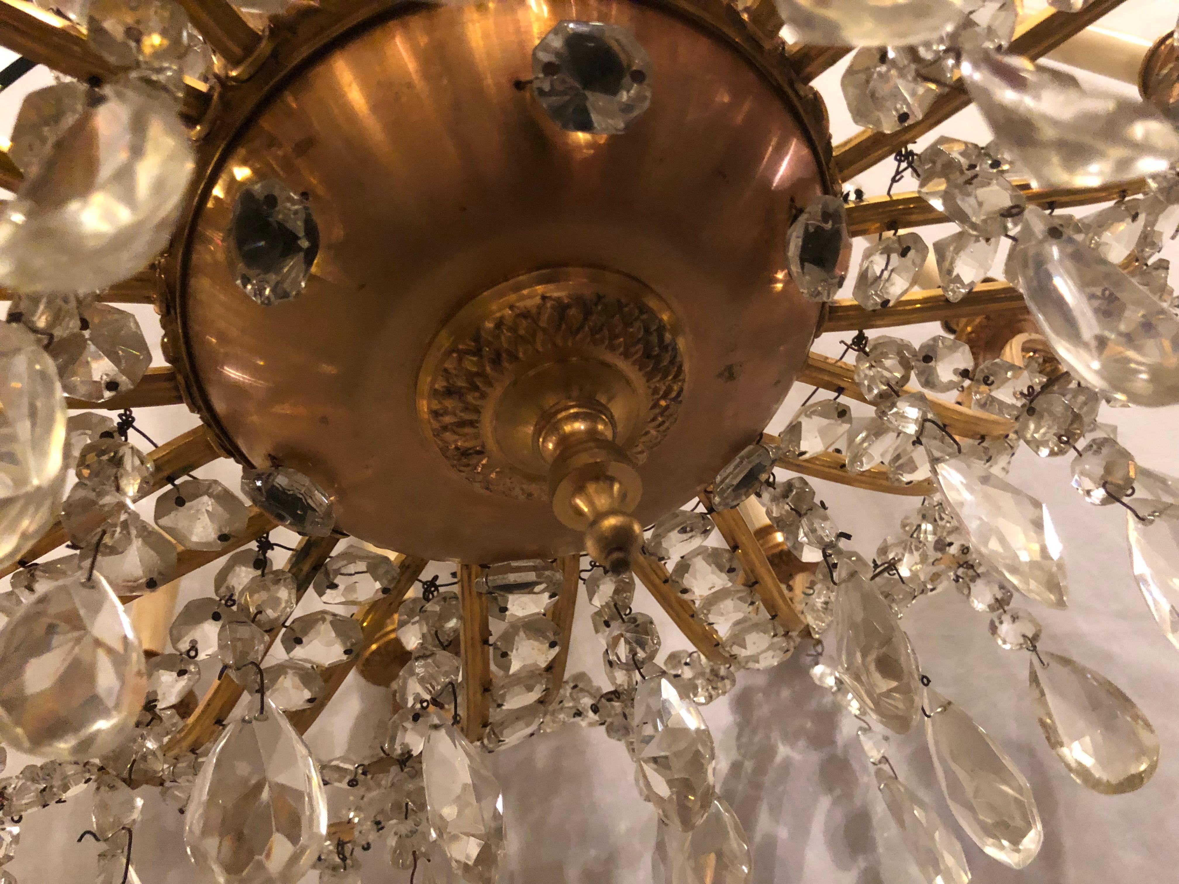 Fine Cut Crystal and Gilt Bronze Neoclassical Eighteen-Light Chandelier 14