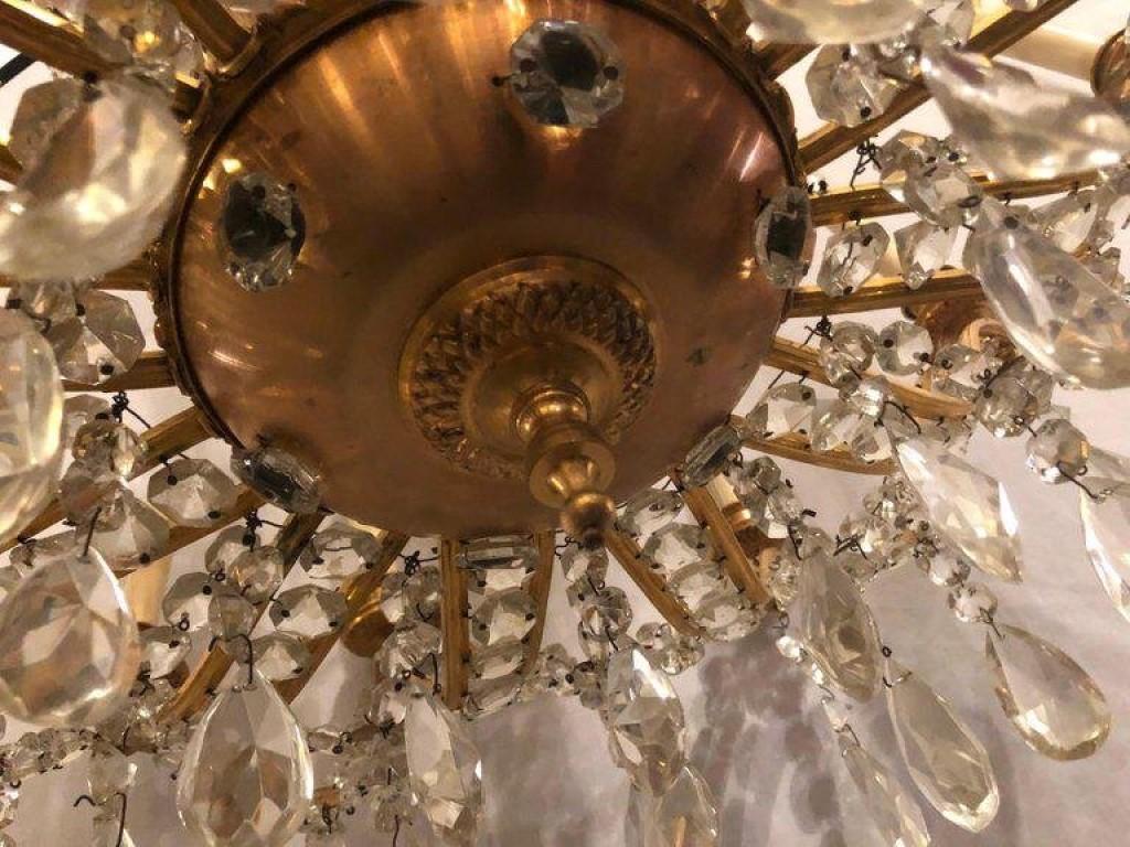 Fine Cut Crystal and Gilt Bronze Neoclassical Jansen Eighteen Light Chandelier 3