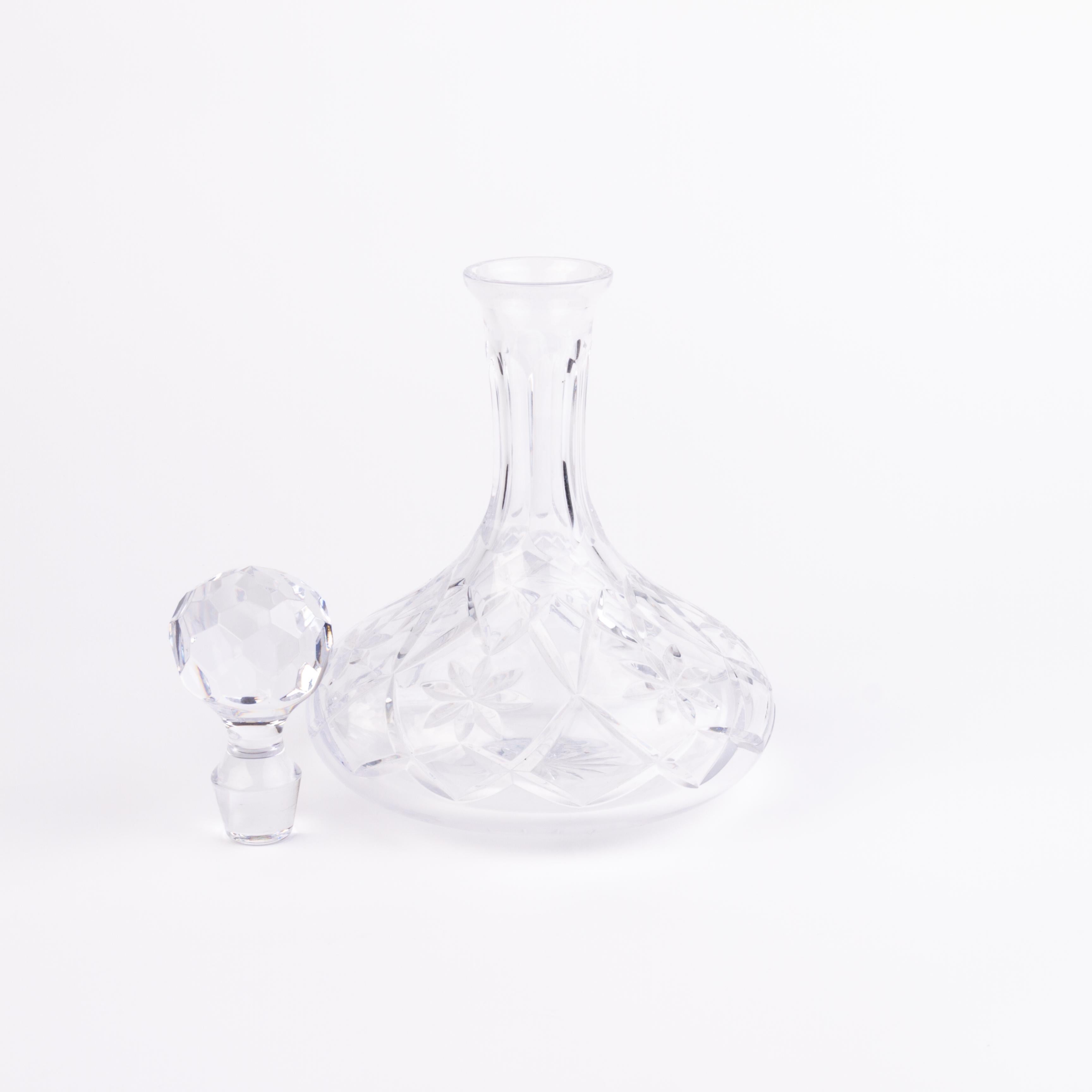 Glass Fine Cut Crystal Liquor Decanter Bottle  For Sale