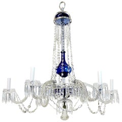 Fine Cut Glass Baltic Chandelier with Blue Glass