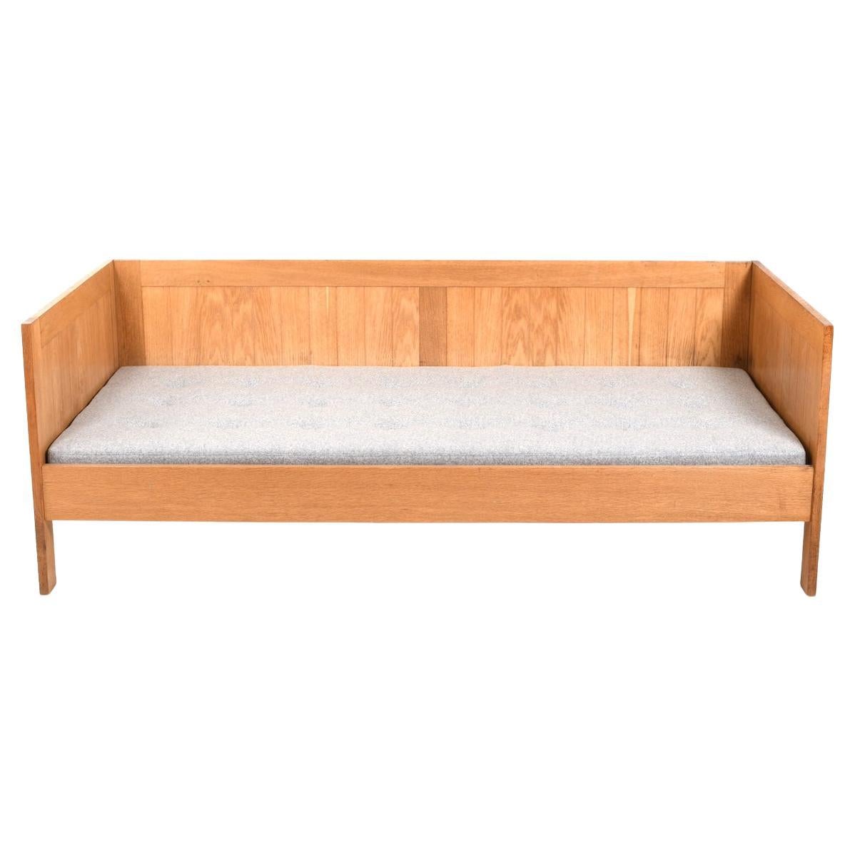 Fine Danish Box Sofa / Daybed in Oak 1960s. New Upholstered For Sale